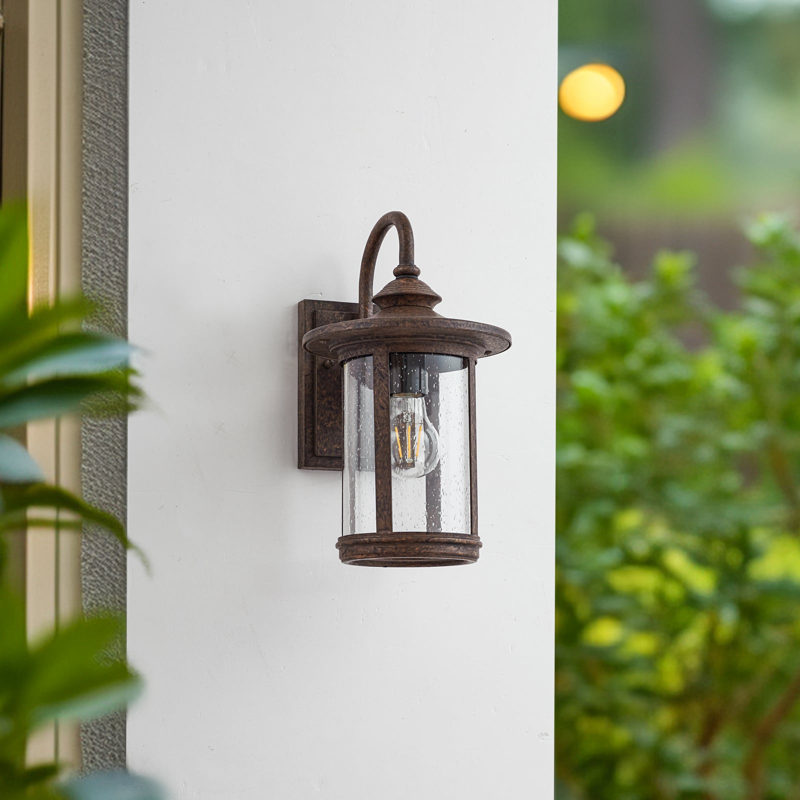 Lindby Außenwandleuchte Lampe Zayn Glas rostfarben IP23 Außenbeleuchtung - 4251911798982