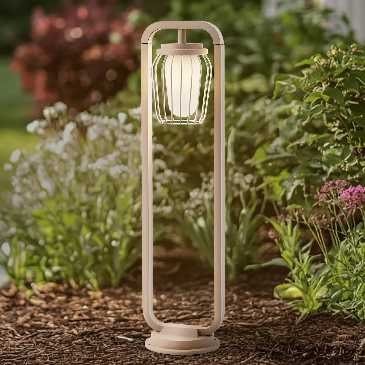 B-Ware Lucande Wegeleuchte Außenleuchte Chandan Beige Metall Ip54 90 Cm Gartenleuchte - 4251911799729