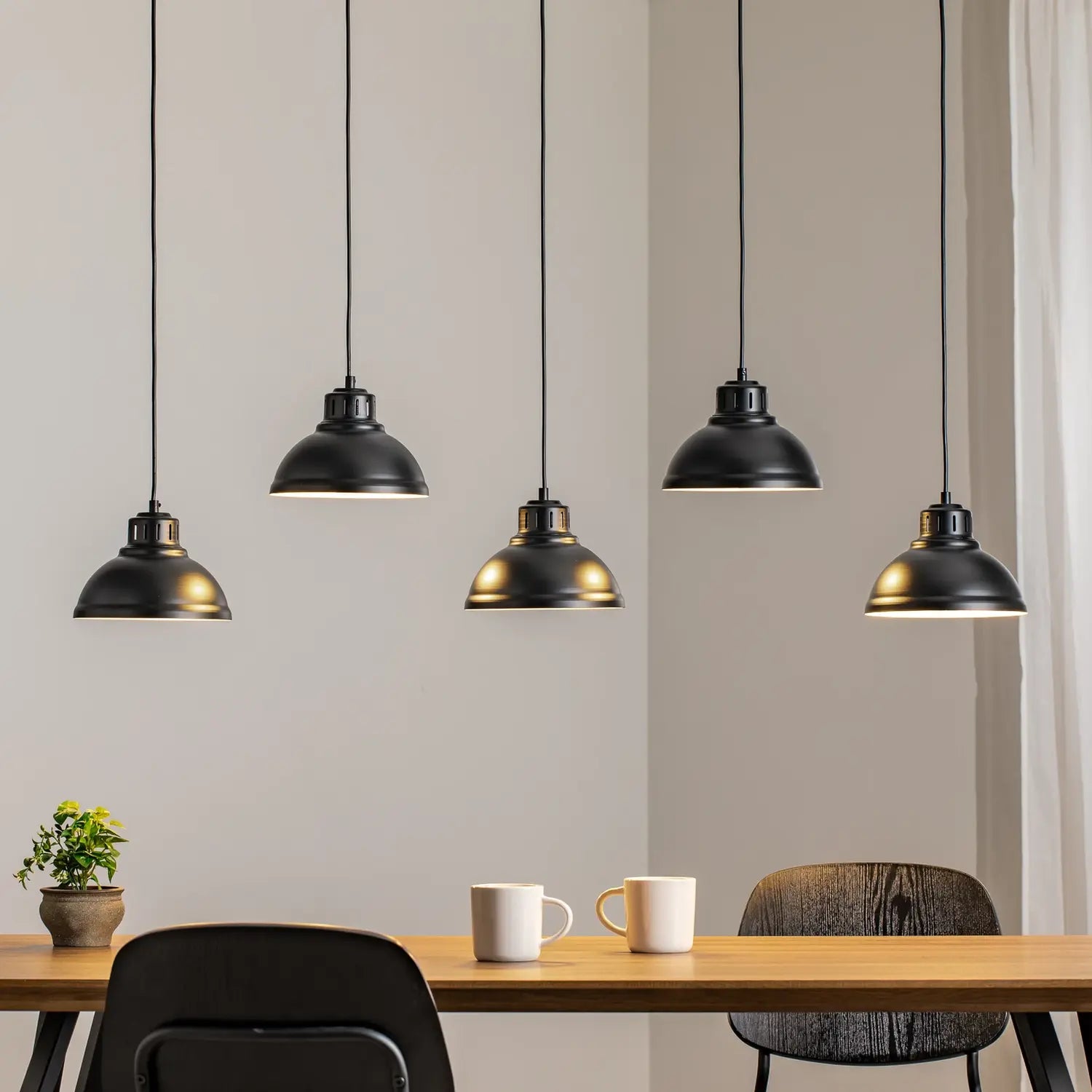 B-Ware Hängeleuchte Sven Pendelleuchte Lampe Schwarz Stahl E27 Led Fassung Fünfflammig - 10038235
