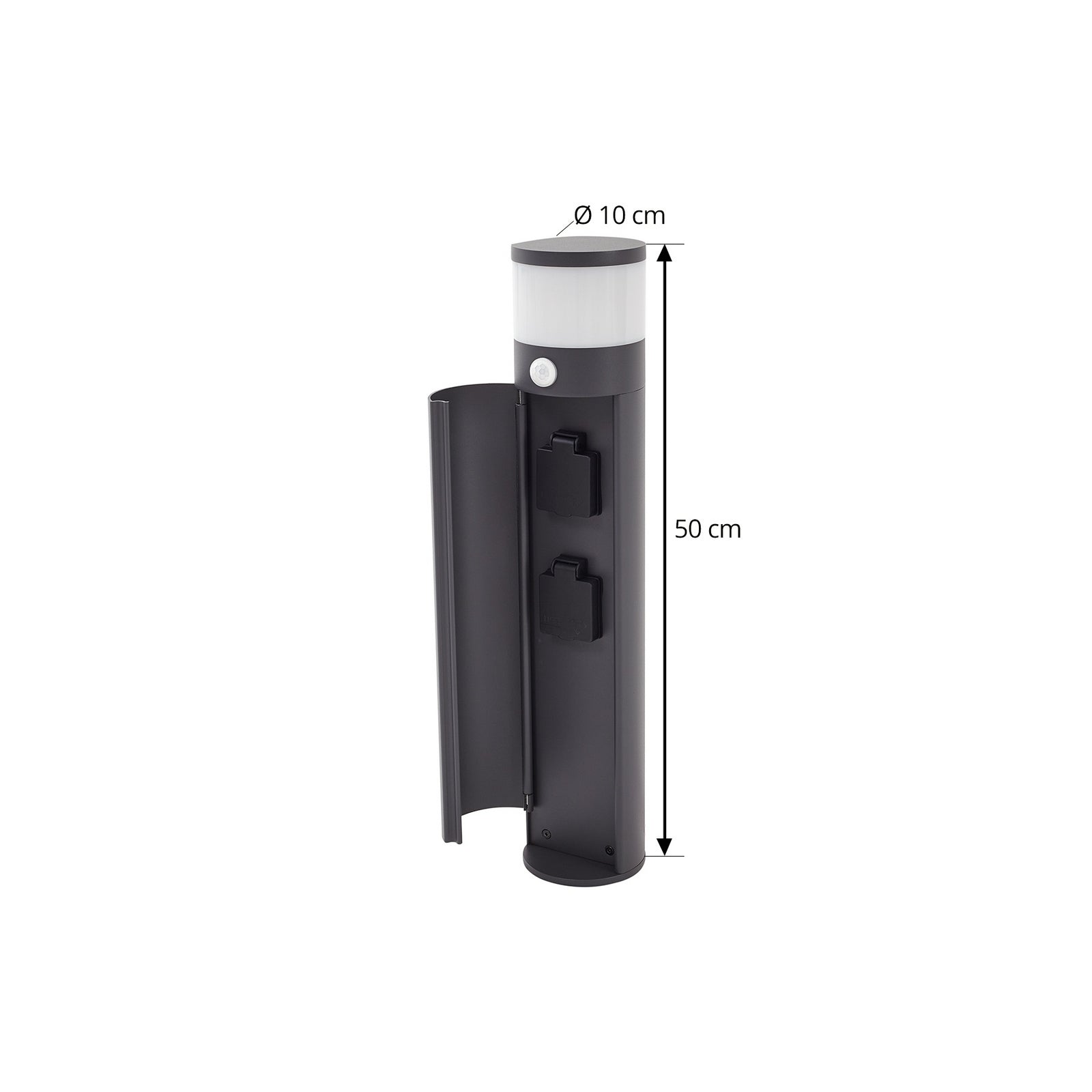 Lucande Sockellampe Corban LED Außenlampe mit Bewegungsmelder IP44 grau 50,5cm - 4251911799811