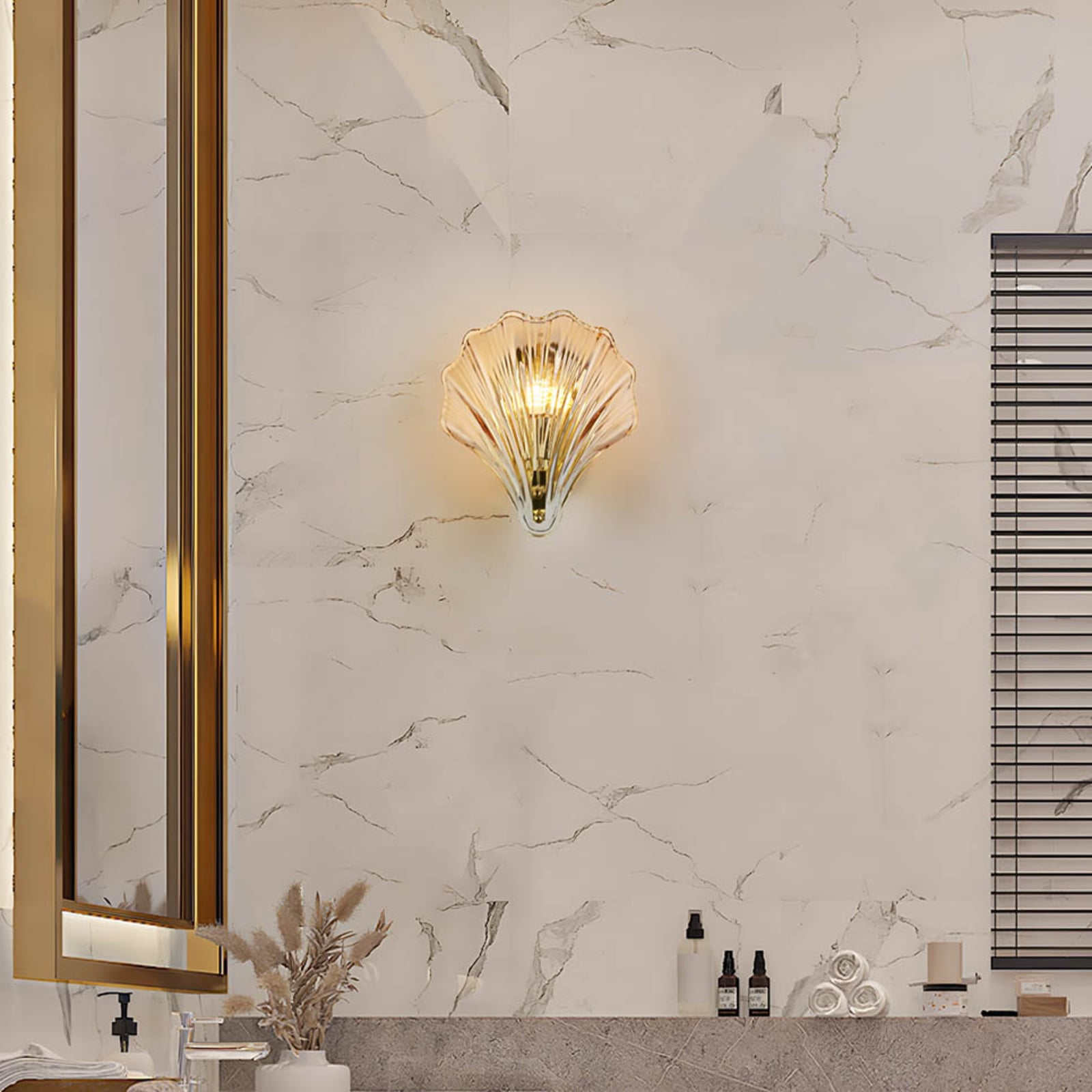 Searchlight Wandleuchte Lampe Shell LED Designer Muschelform amber IP44 20x22cm - 5053423271118