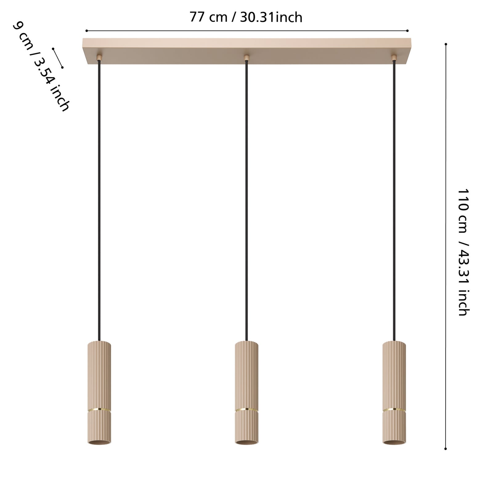 Hängeleuchte Caminia sandfarben 77 cm Stahl 3-flg GU10 Eglo - 9008606312498