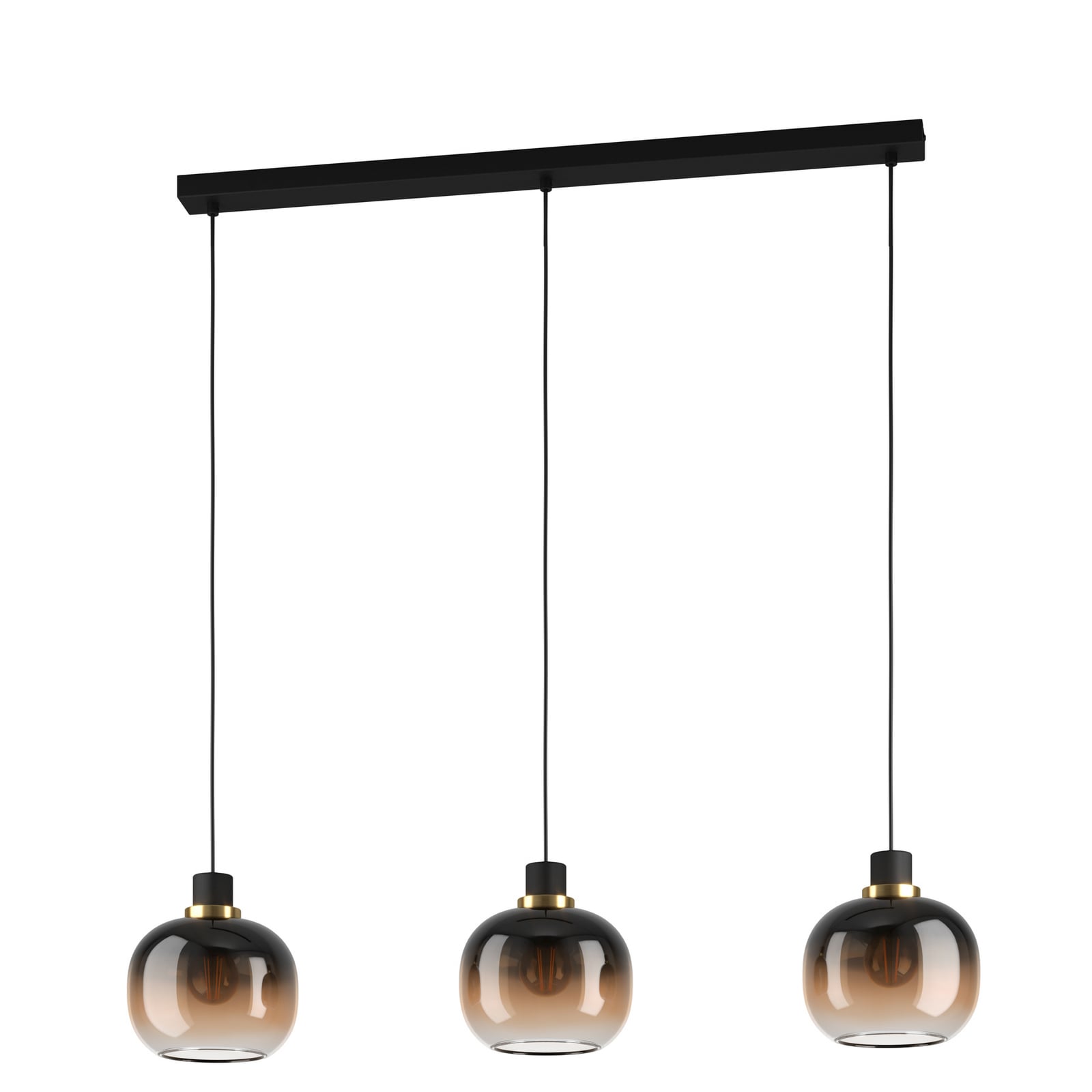 EGLO Hängelampe Pendelleuchte Oilella schwarz braun Glas Länge 95 cm 3-flammig - 9002759996154