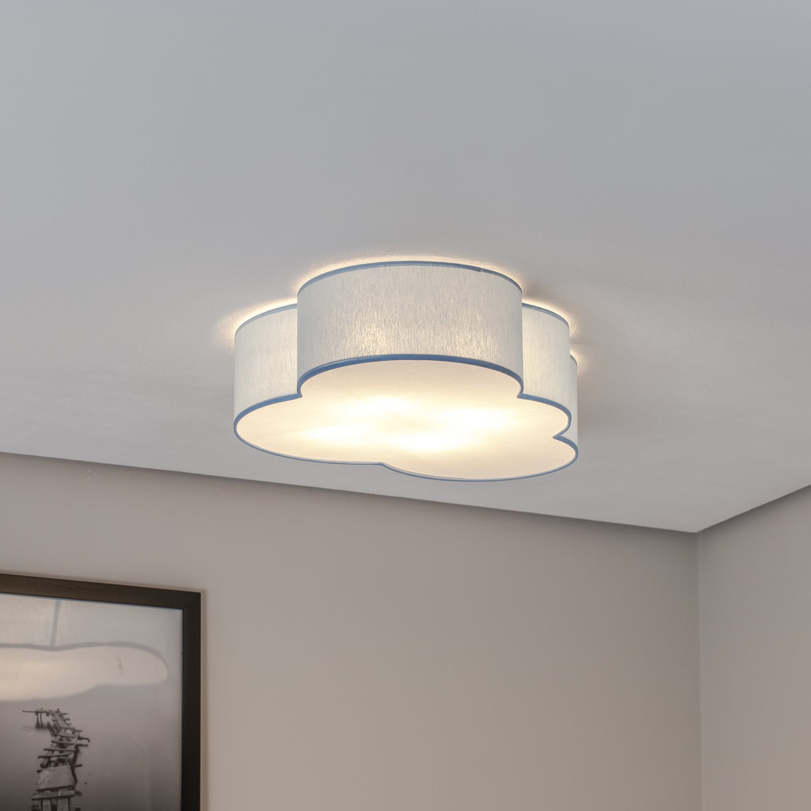 TK Lighting Deckenleuchte Cloud blau 63cm LED Lampe Leuchte dimmbar Textil E27 - 5901780560713