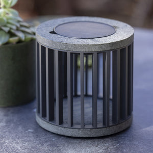 B-Ware Les Jardins Gartenleuchte Halo LED Tischleuchte dimmbar grau Aluminium Granit