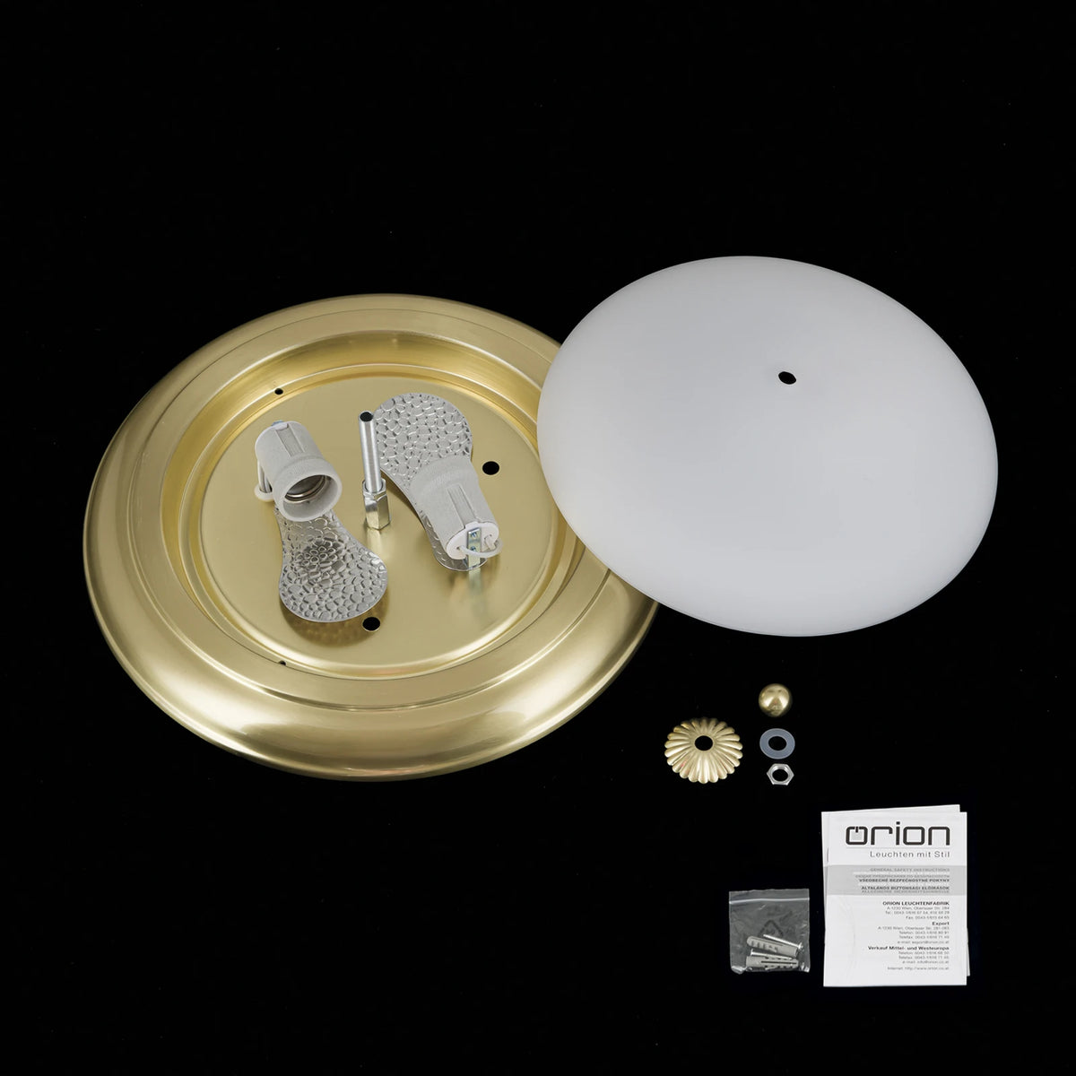 ORION Deckenleuchte Lampe Empire Deckenlampe messing Glas weiß matt Ø 35,5 cm - 10040879