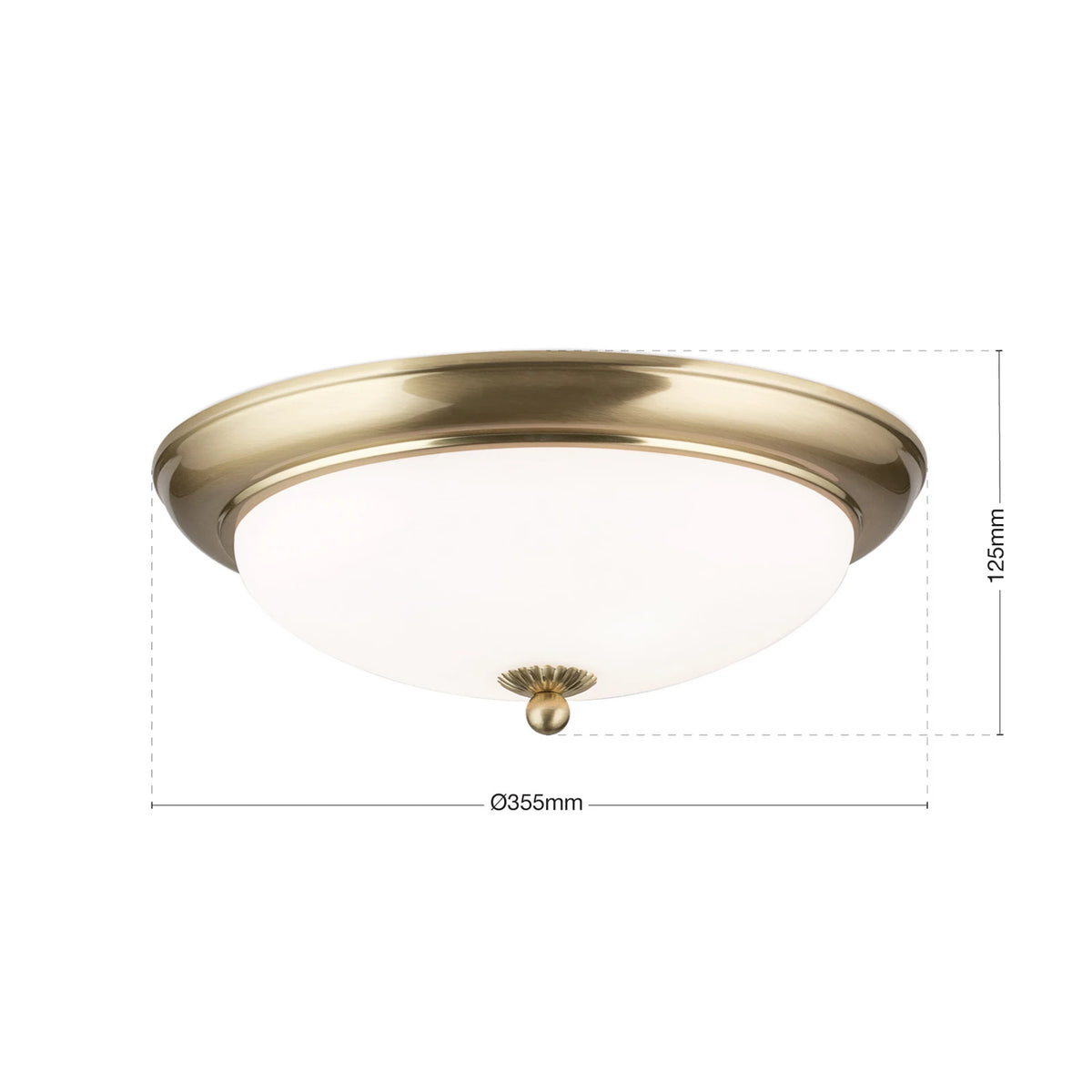 ORION Deckenleuchte Lampe Empire Deckenlampe messing Glas weiß matt Ø 35,5 cm - 10040879