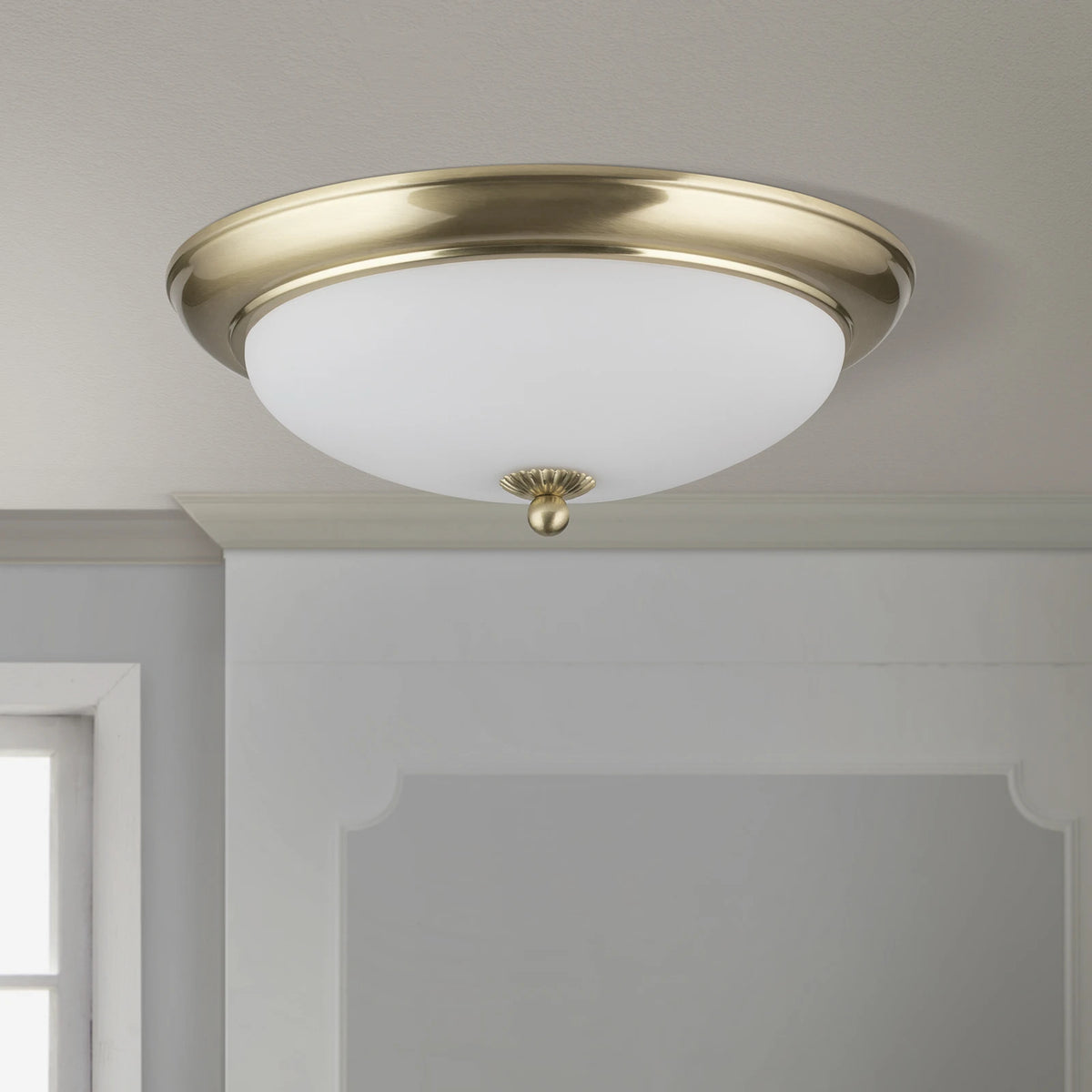 ORION Deckenleuchte Lampe Empire Deckenlampe messing Glas weiß matt Ø 35,5 cm - 10040879