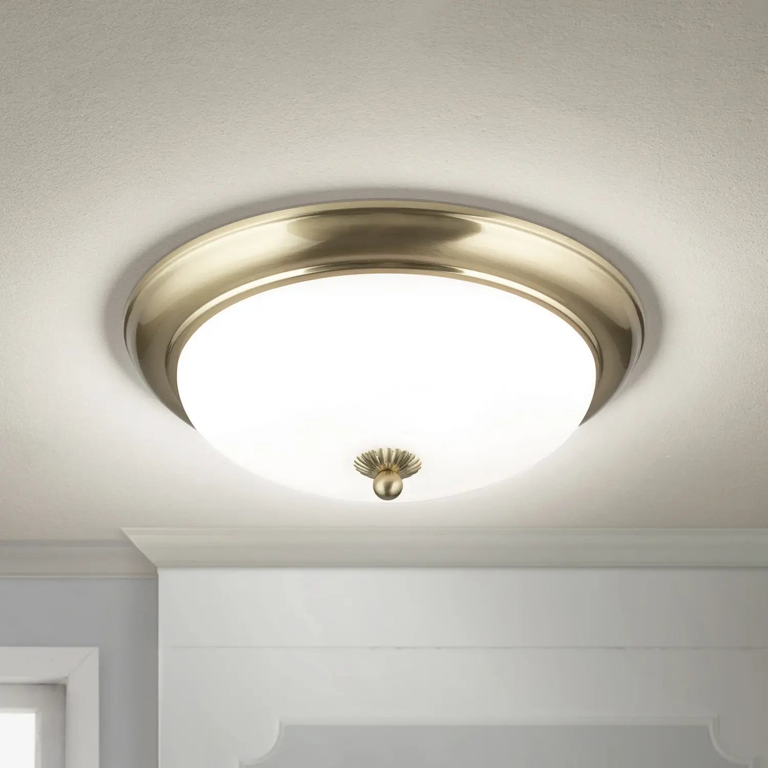 B-Ware Orion Deckenleuchte Lampe Empire Deckenlampe Messing Glas Weiß Matt ø 35,5 Cm - 10040879