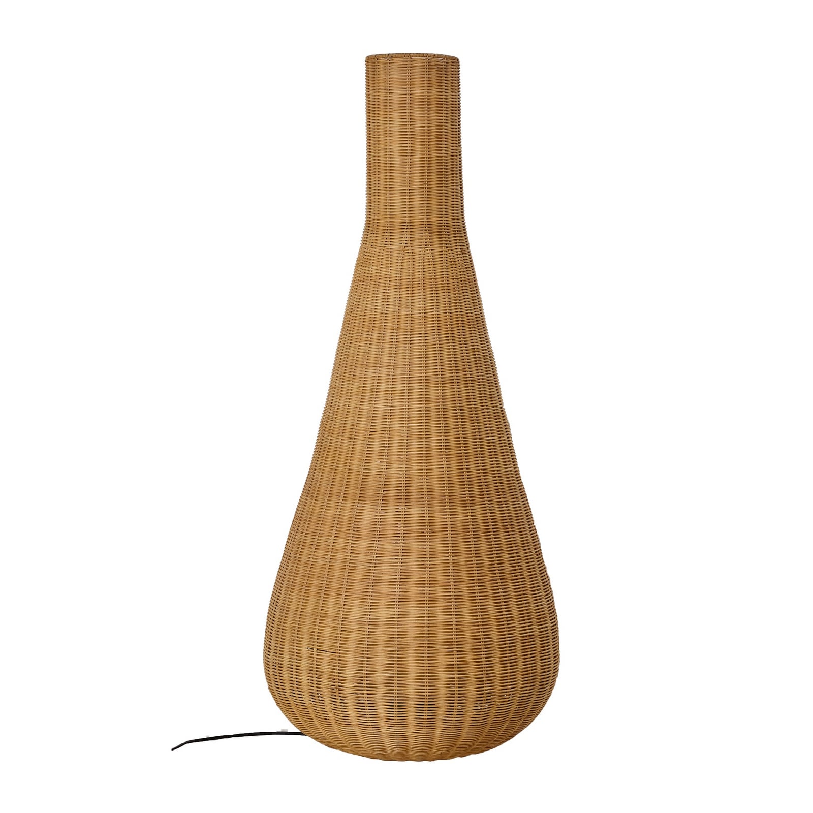 Lucande Stehleuchte Standlampe Rattan Eisen schwarz holz E27 Takeo 115 cm - 4255830901355