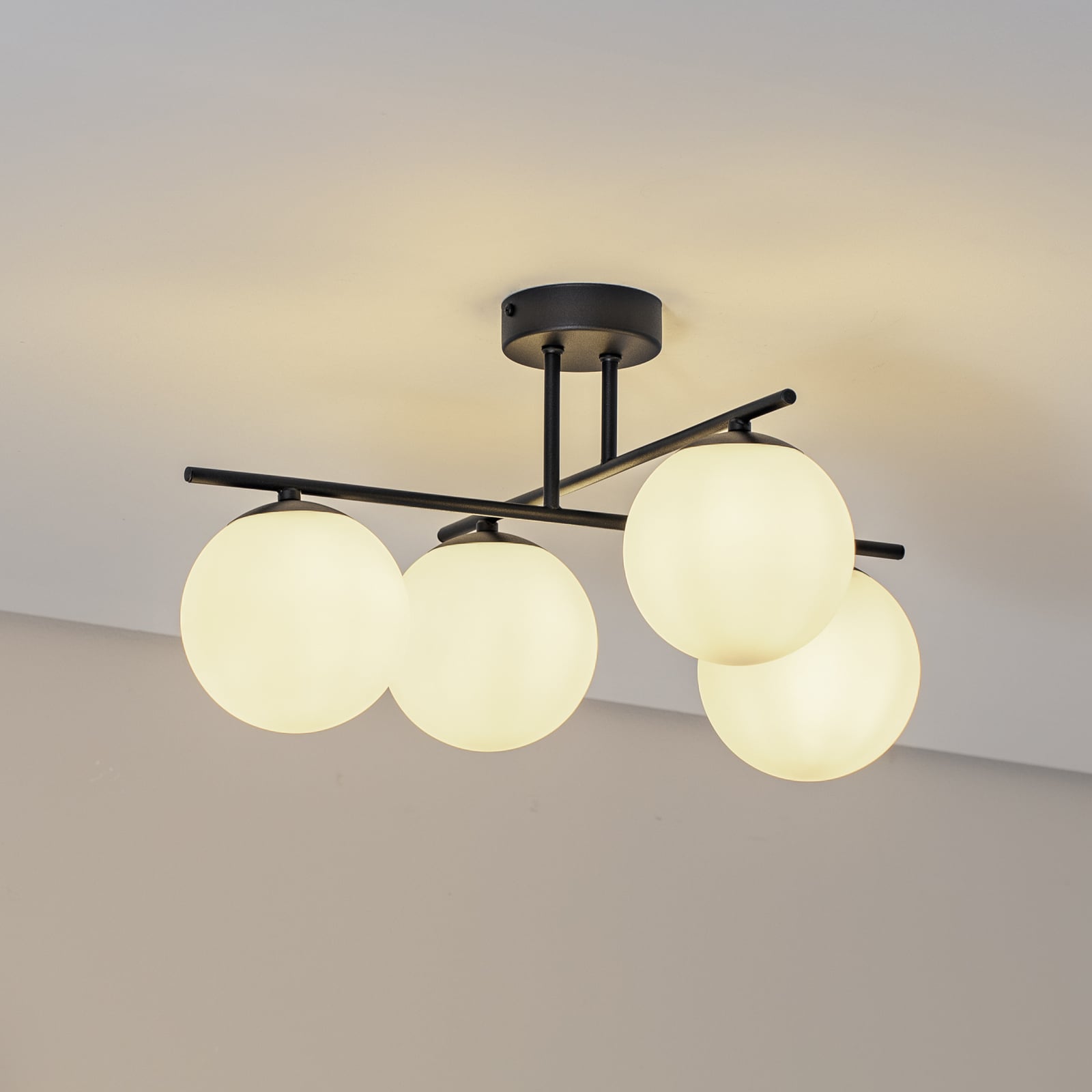 Deckenleuchte Aurora schwarz Ø 50 cm 4-flammig Glas E14 dimmbar IP20 - 5905563001387