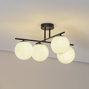 B-Ware Deckenleuchte Aurora schwarz Ø 50 cm 4-flammig Glas E14 dimmbar IP20