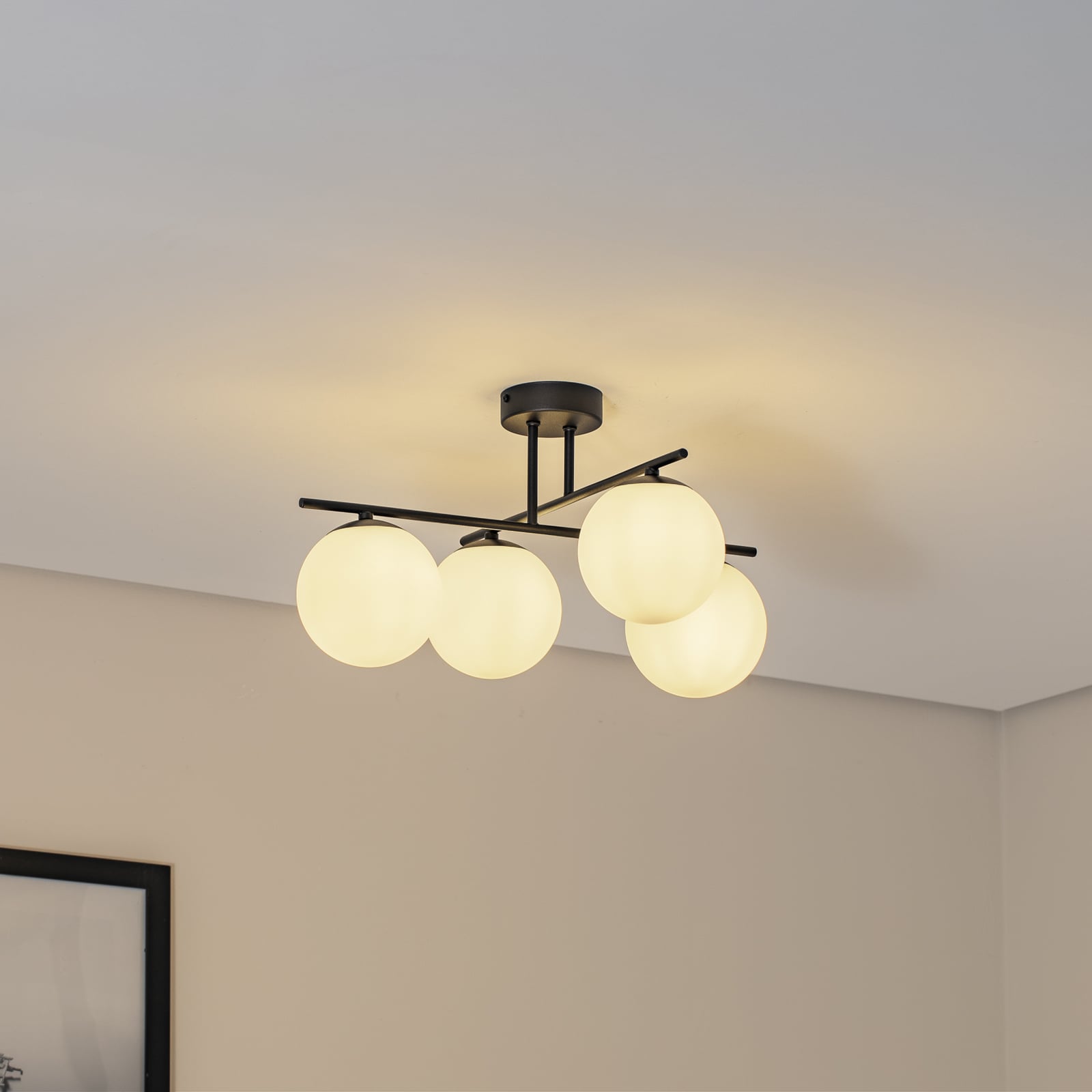 Deckenleuchte Aurora schwarz Ø 50 cm 4-flammig Glas E14 dimmbar IP20 - 5905563001387