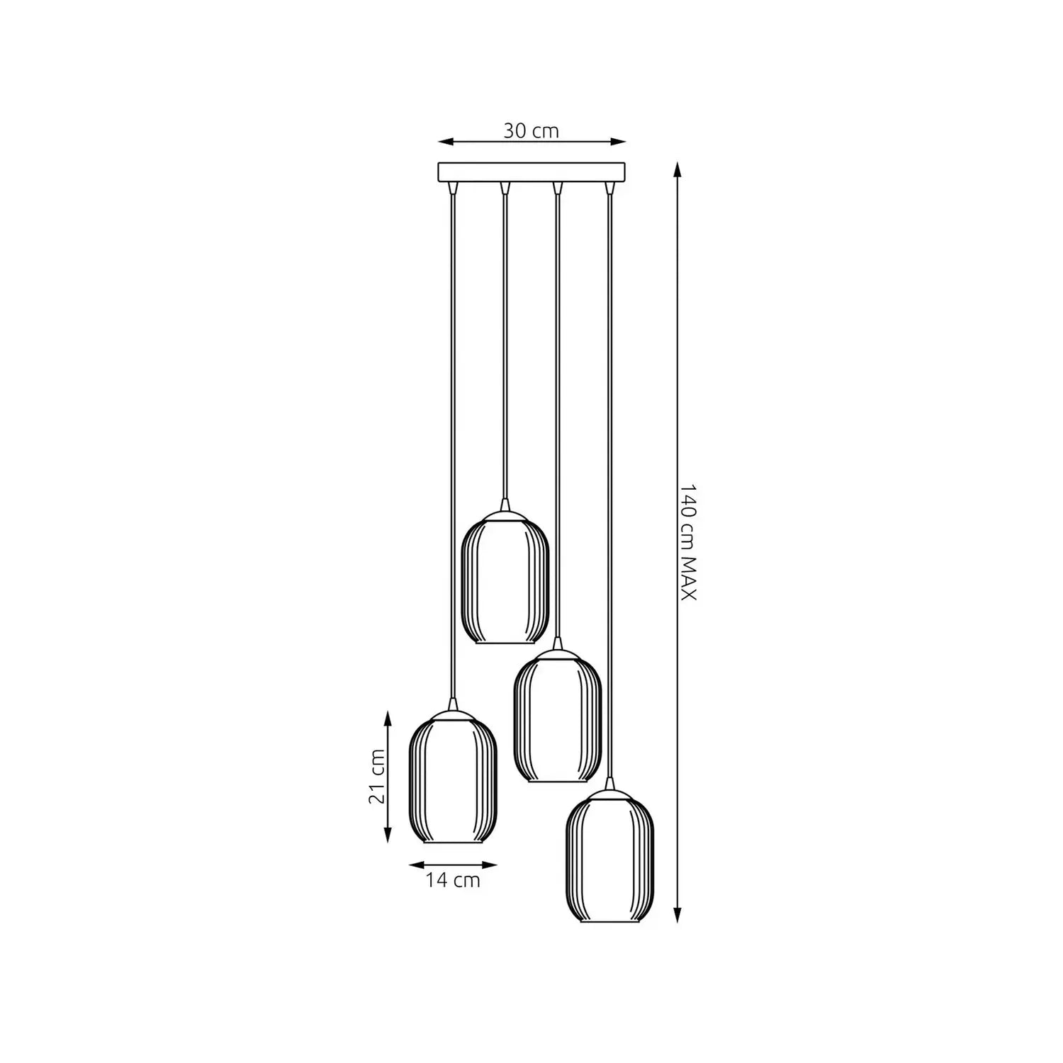 B-Ware Emibig Lighting Pendellampe Hängelampe Verdi ø30cm Lampe Glas 4 Fg Rauchgrau - 10041177