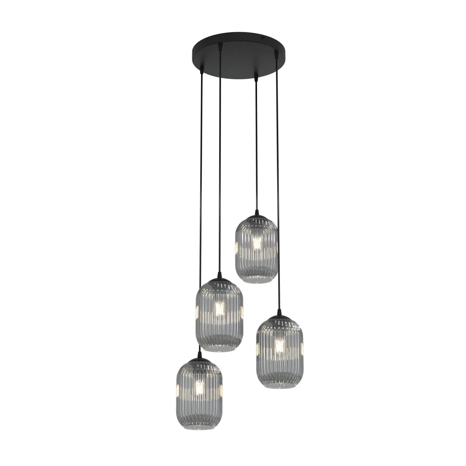 B-Ware Emibig Lighting Pendellampe Hängelampe Verdi ø30cm Lampe Glas 4 Fg Rauchgrau - 10041177
