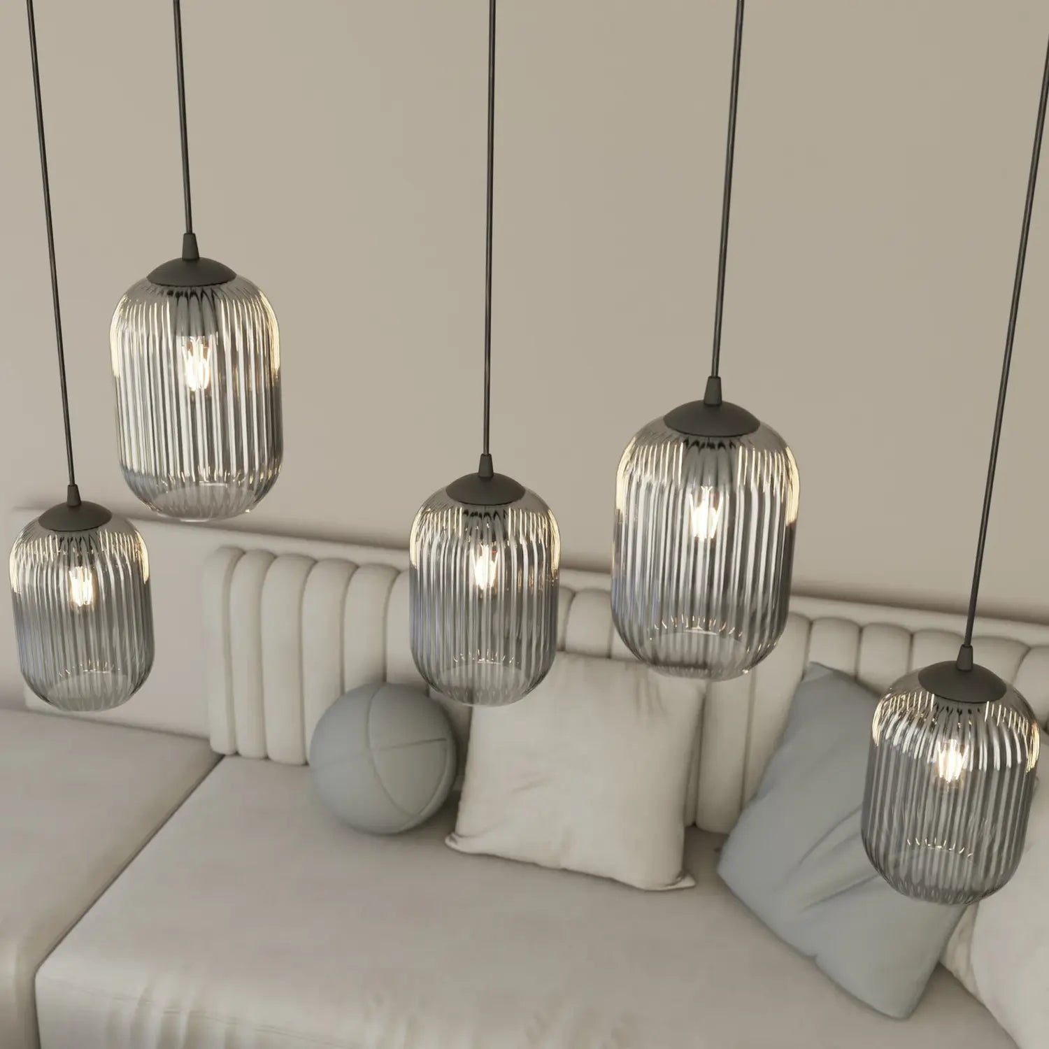 B-Ware Emibig Lighting Pendellampe Hängelampe Verdi ø30cm Lampe Glas 4 Fg Rauchgrau - 10041177