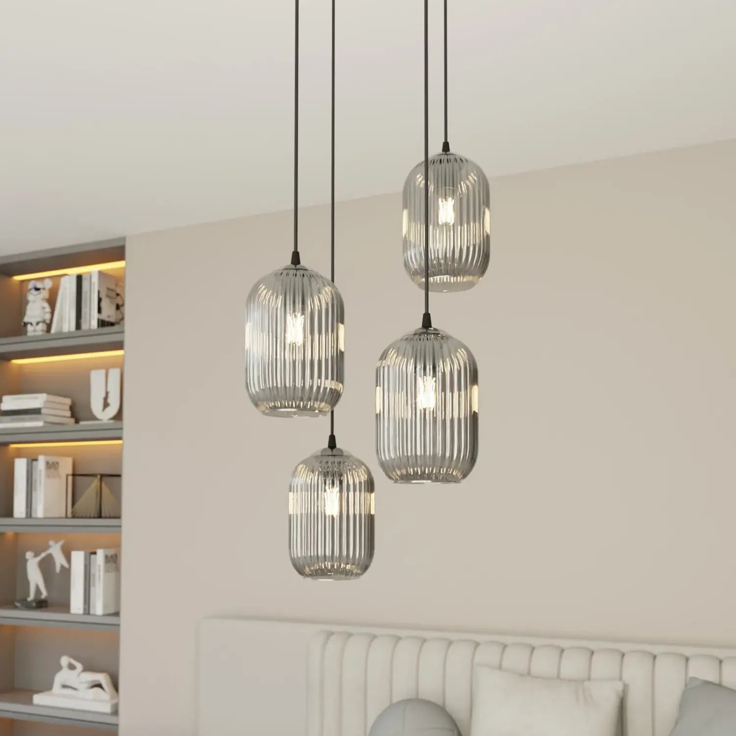 B-Ware Emibig Lighting Pendellampe Hängelampe Verdi ø30cm Lampe Glas 4 Fg Rauchgrau - 10041177