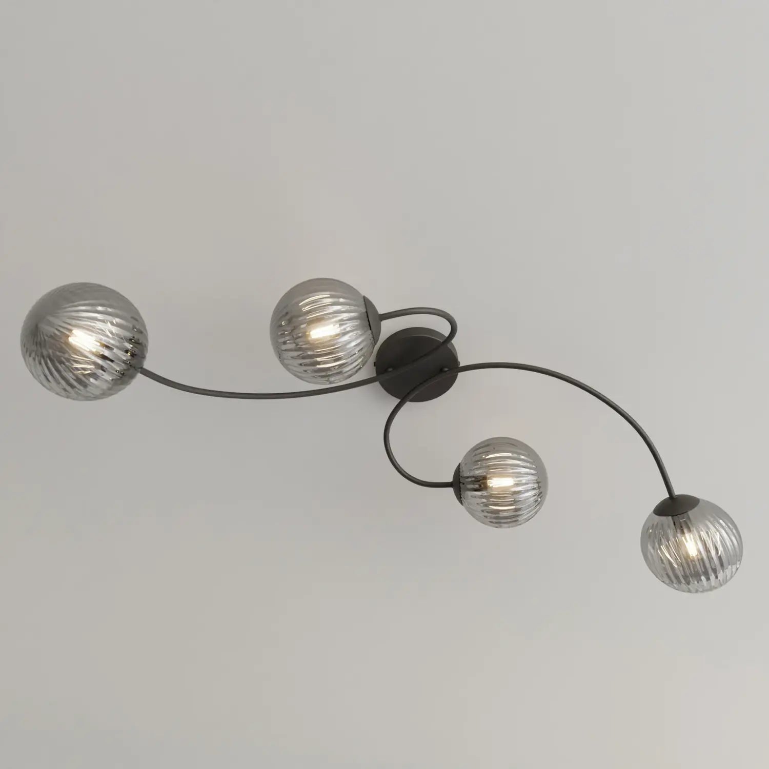 B-Ware Emibig Deckenlampe Lampe Vibra Rauchgrau Schwarz Länge 110 Cm 4 Flammig E14 Glas - 10041269