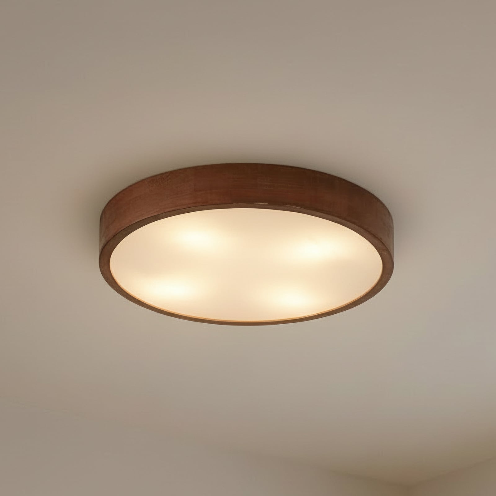Lindby Deckenleuchte Tanju Deckenlampe Leuchte Lampe E27 Walnussholz 4 flg 50cm - 4255830902758