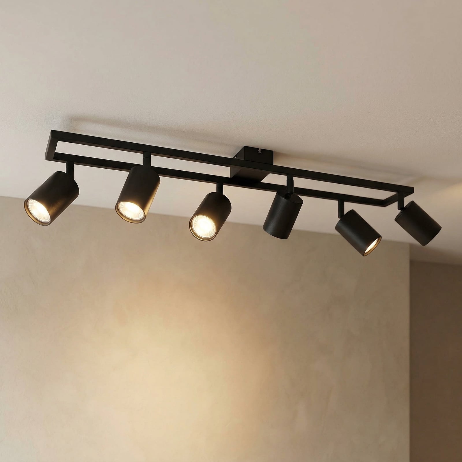 Lindby Deckenstrahler Strahler Bravius schwarz 6-flammig Eisen - 4255830902765