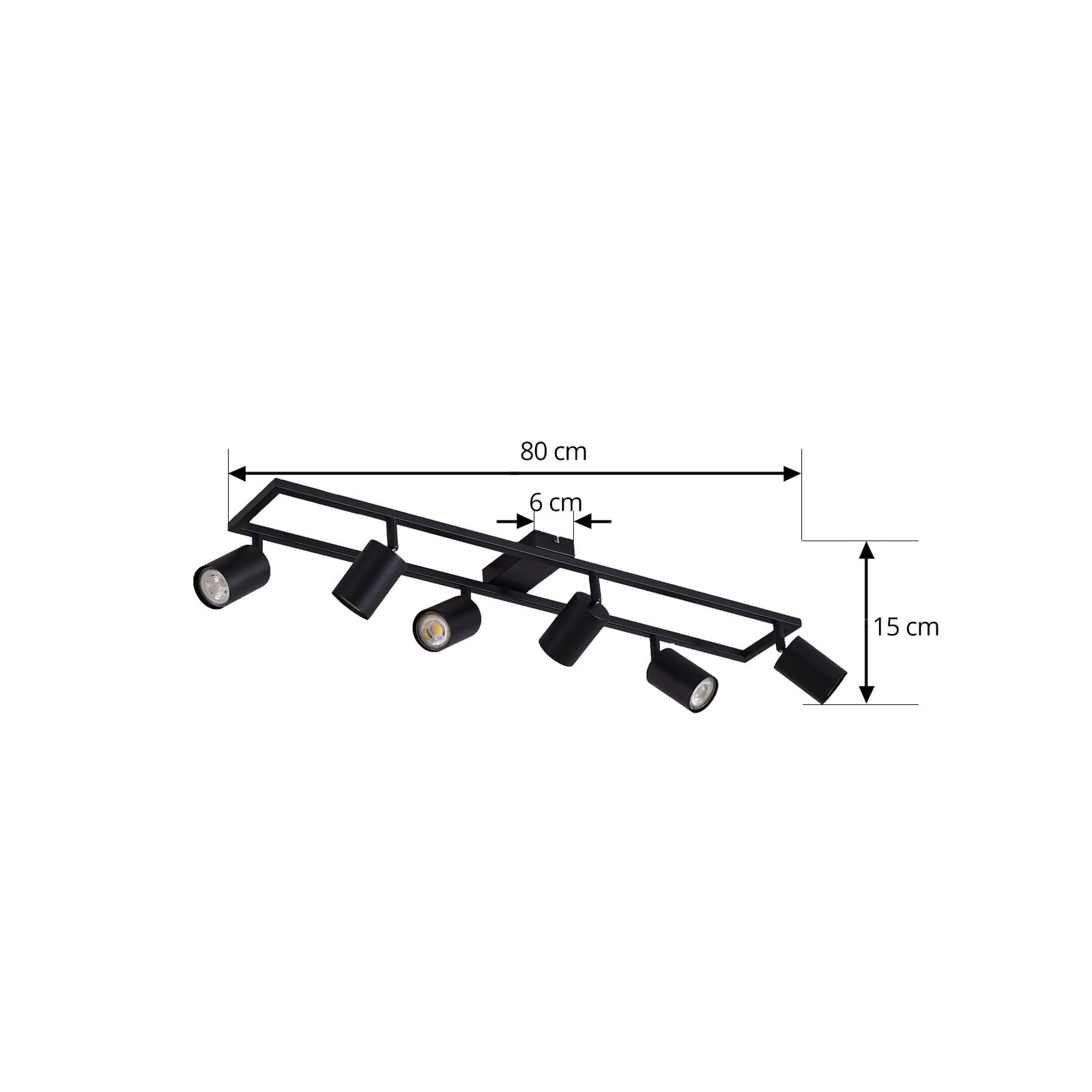 Lindby Deckenstrahler Strahler Bravius schwarz 6-flammig Eisen - 4255830902765
