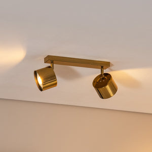 B-Ware Chloe Deckenspot Deckenstrahler Spot Lampe Stahl messing glänzend Glas
