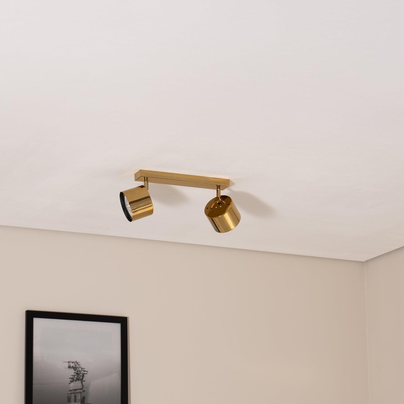 Chloe Deckenspot Deckenstrahler Spot Lampe Stahl messing glänzend Glas - 5902553238914