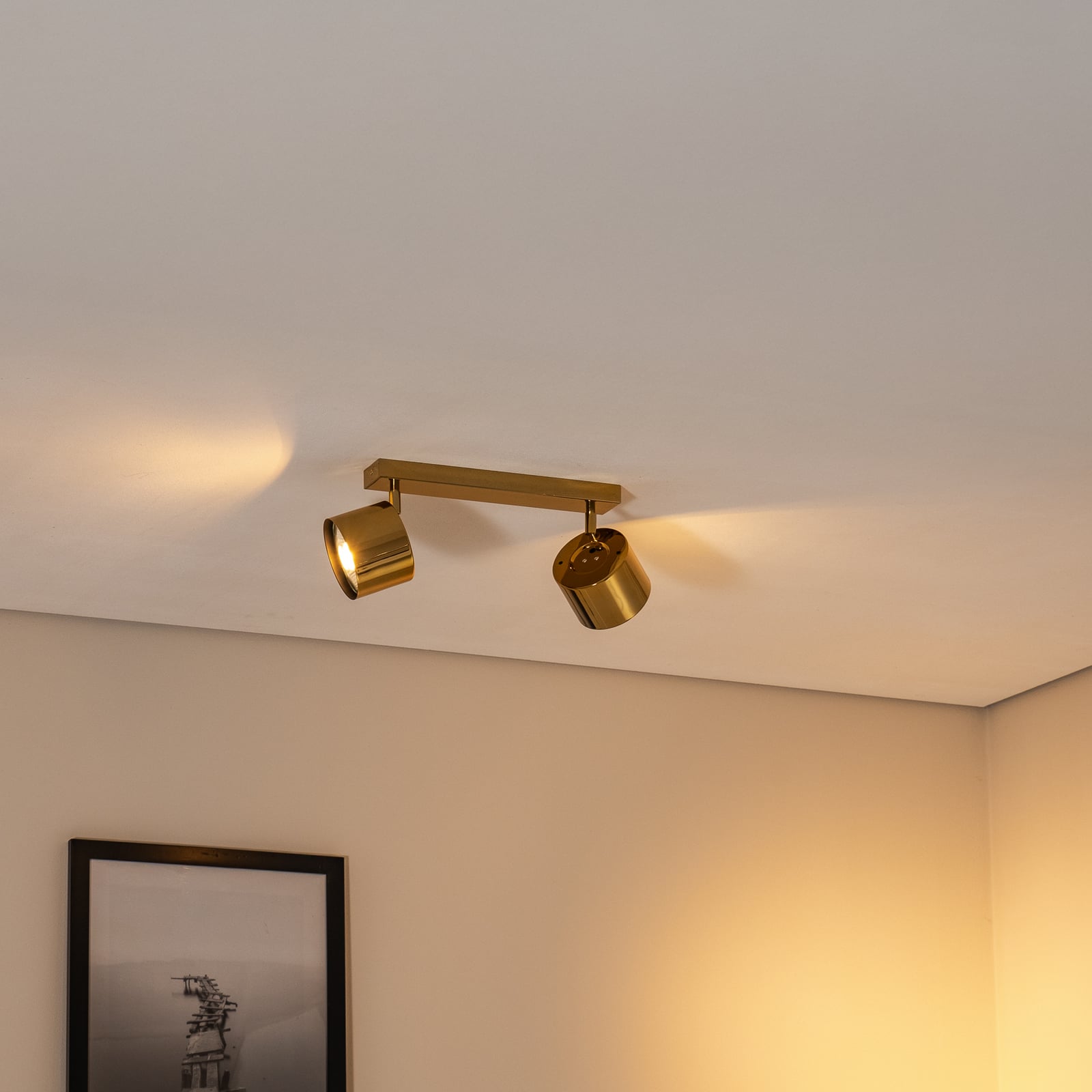 Chloe Deckenspot Deckenstrahler Spot Lampe Stahl messing glänzend Glas - 5902553238914