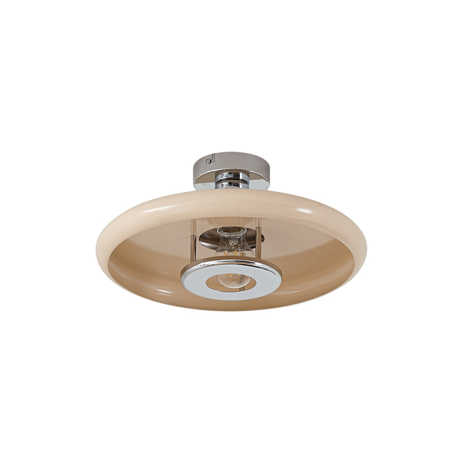 Lindby Deckenleuchte Branford Retro Ø 35 cm beige dimmbar Metall 1x E27 - 4255830903427