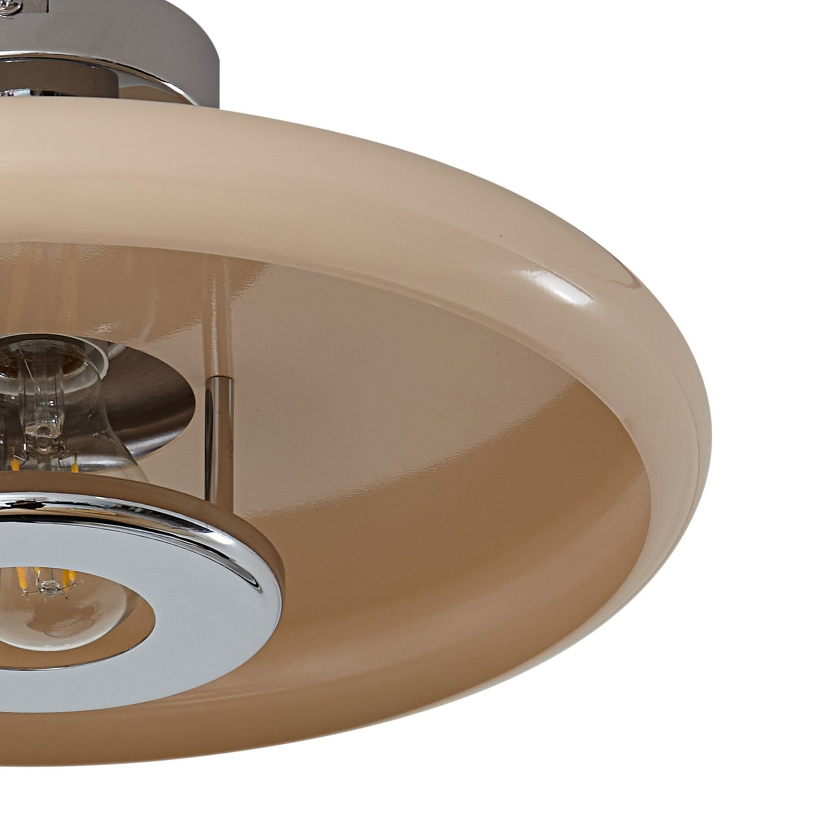 Lindby Deckenleuchte Branford Retro Ø 35 cm beige dimmbar Metall 1x E27 - 4255830903427