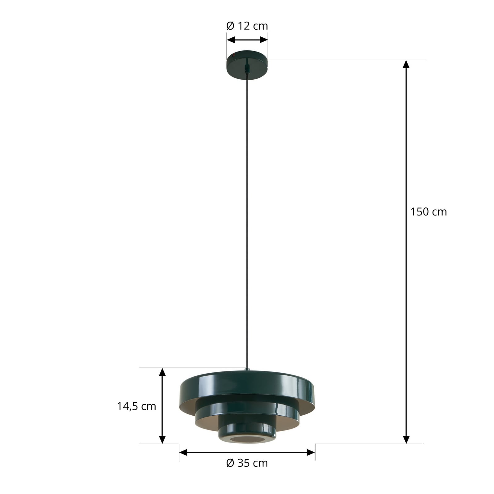 Lindby Hängeleuchte Tivra grün Ø 35 cm Metall E27 dimmbar 15 W LED - 4255830903571