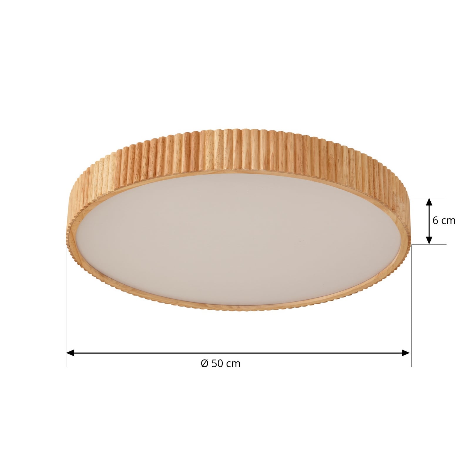 Lindby LED-Deckenleuchte Velua 50 cm dimmbar CCT Holz weiß 3600 lm - 4255830903649