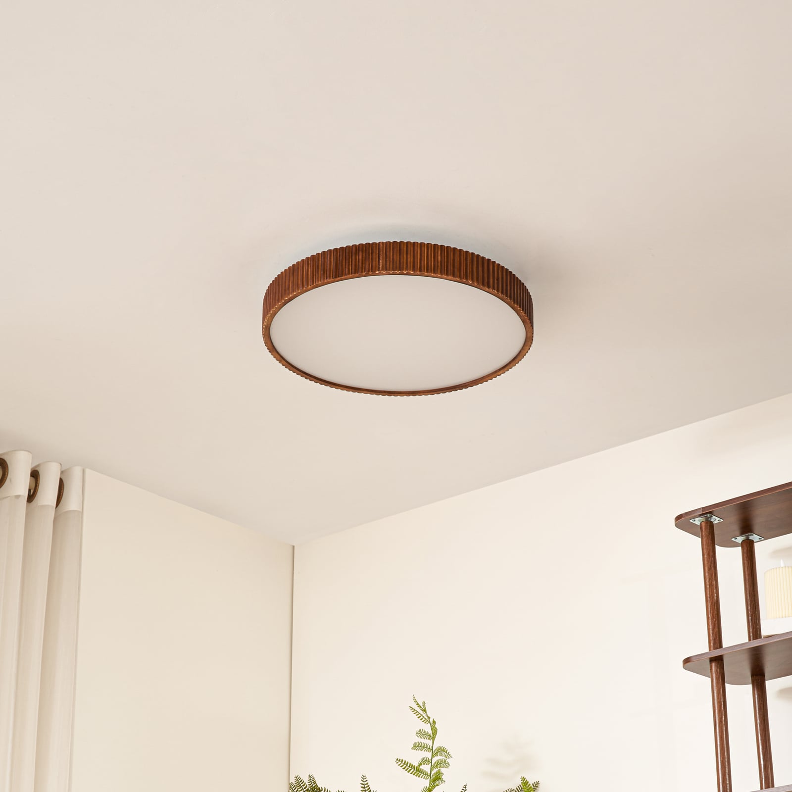 Lindby Deckenleuchte Deckenlampe LED Velua Fernbedienung Weiß Holz Dunkel CCT - 4255830903656