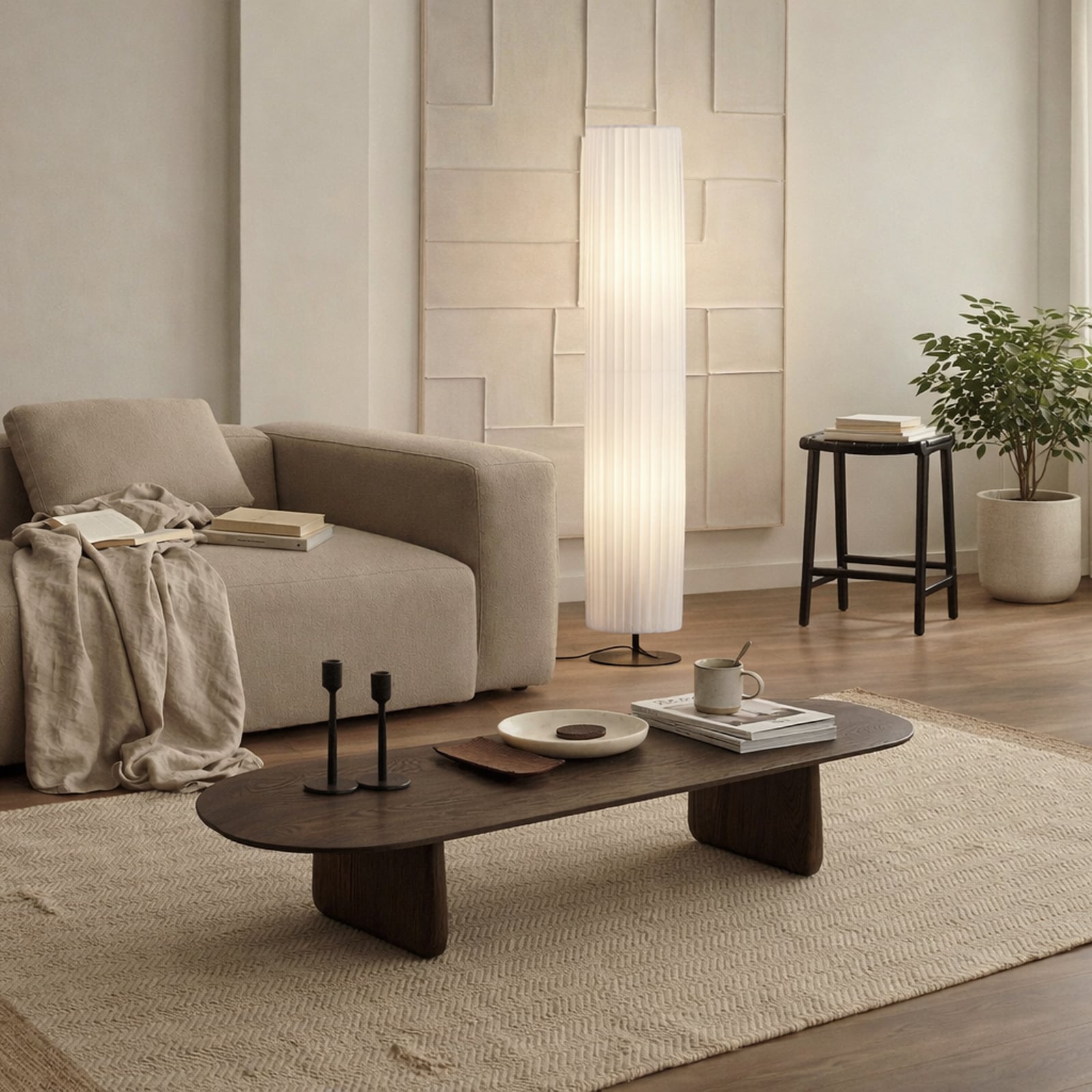 Lindby Stehleuchte Lampe Virelle weiß Textil Höhe 117 cm E27 Stehleuchte 2-flg. - 4255830903755
