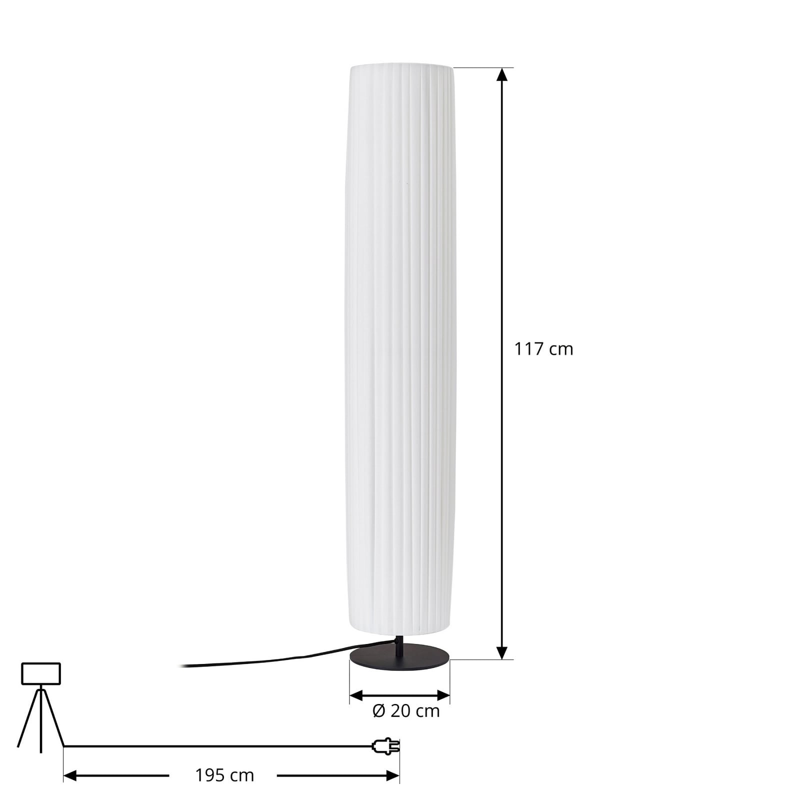 Lindby Stehleuchte Lampe Virelle weiß Textil Höhe 117 cm E27 Stehleuchte 2-flg. - 4255830903755