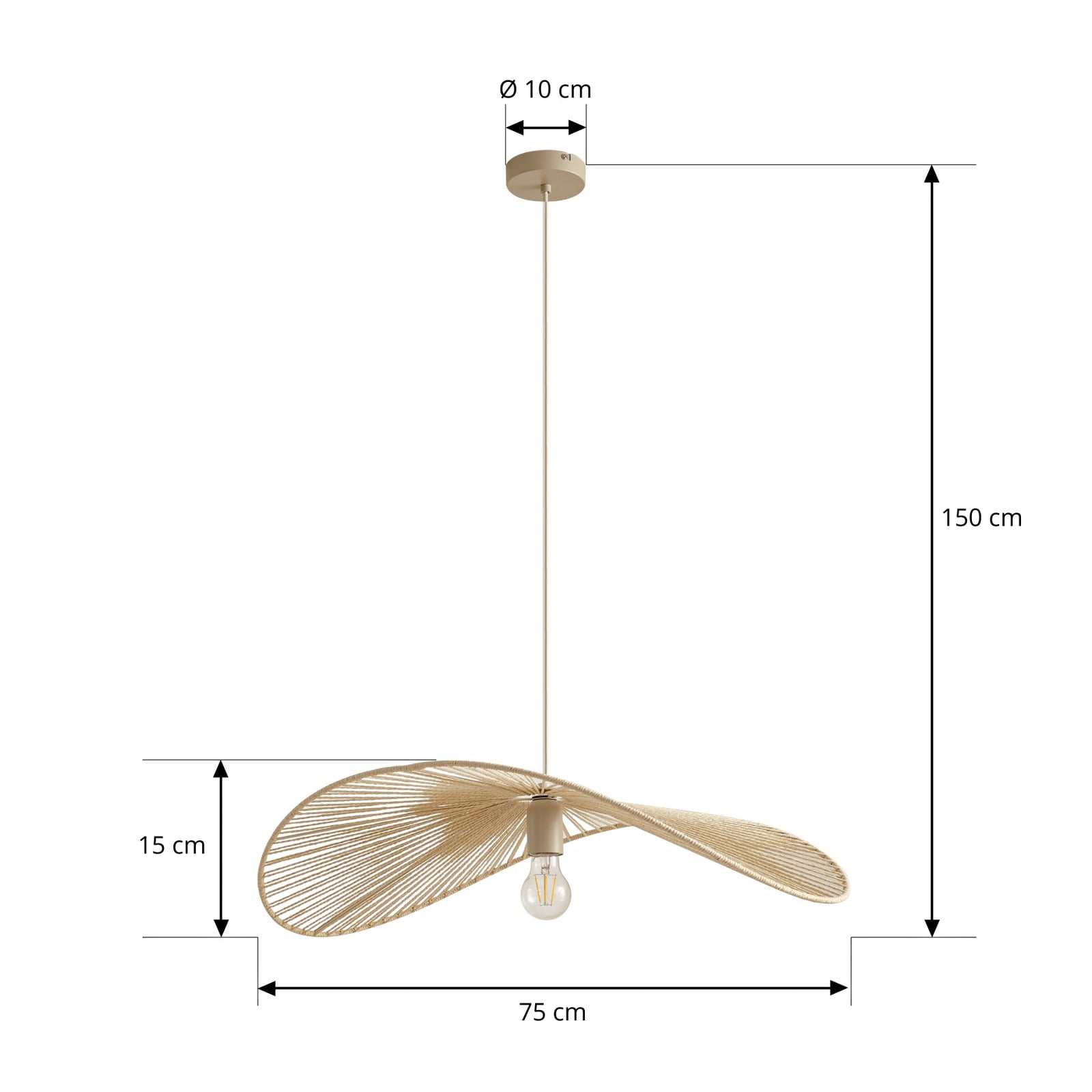Lindby Hängeleuchte Pendelleuchte Valdorin beige Papier E27 LED Länge 75 cm - 4255830903847
