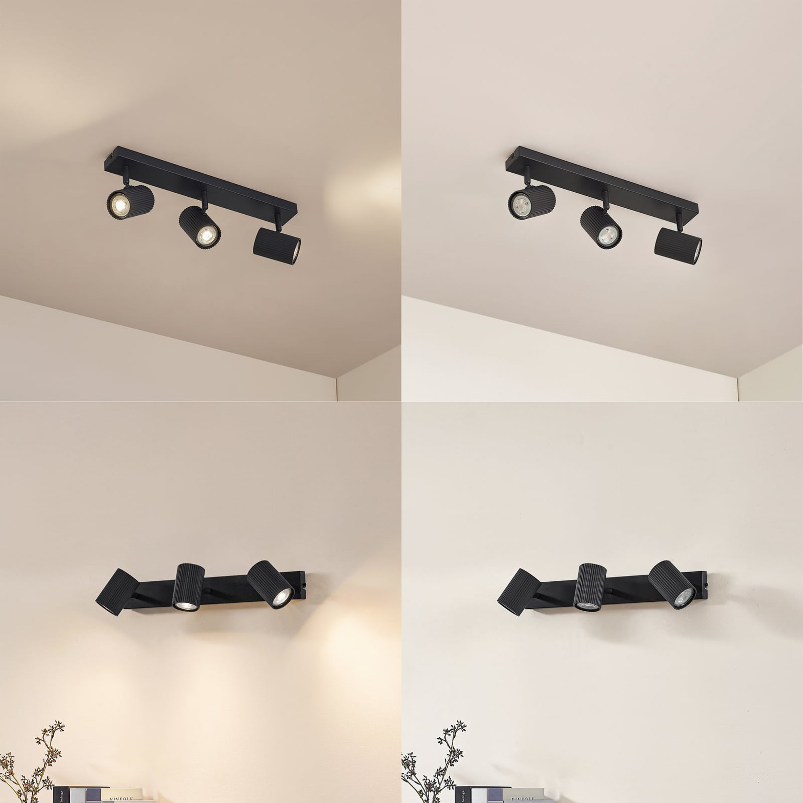 Lindby Kardis Deckenleuchte dunkelgrau 3-flg dimmbar Metall GU10 45cm - 4255830903977