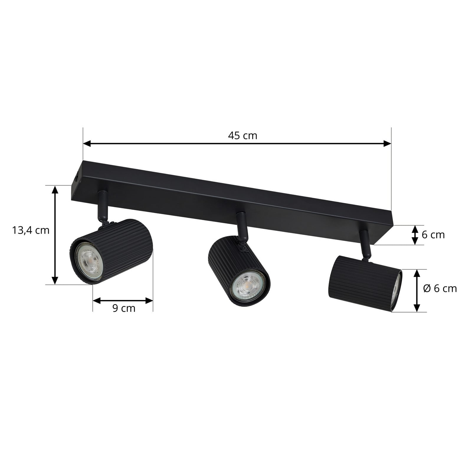 Lindby Kardis Deckenleuchte dunkelgrau 3-flg dimmbar Metall GU10 45cm - 4255830903977