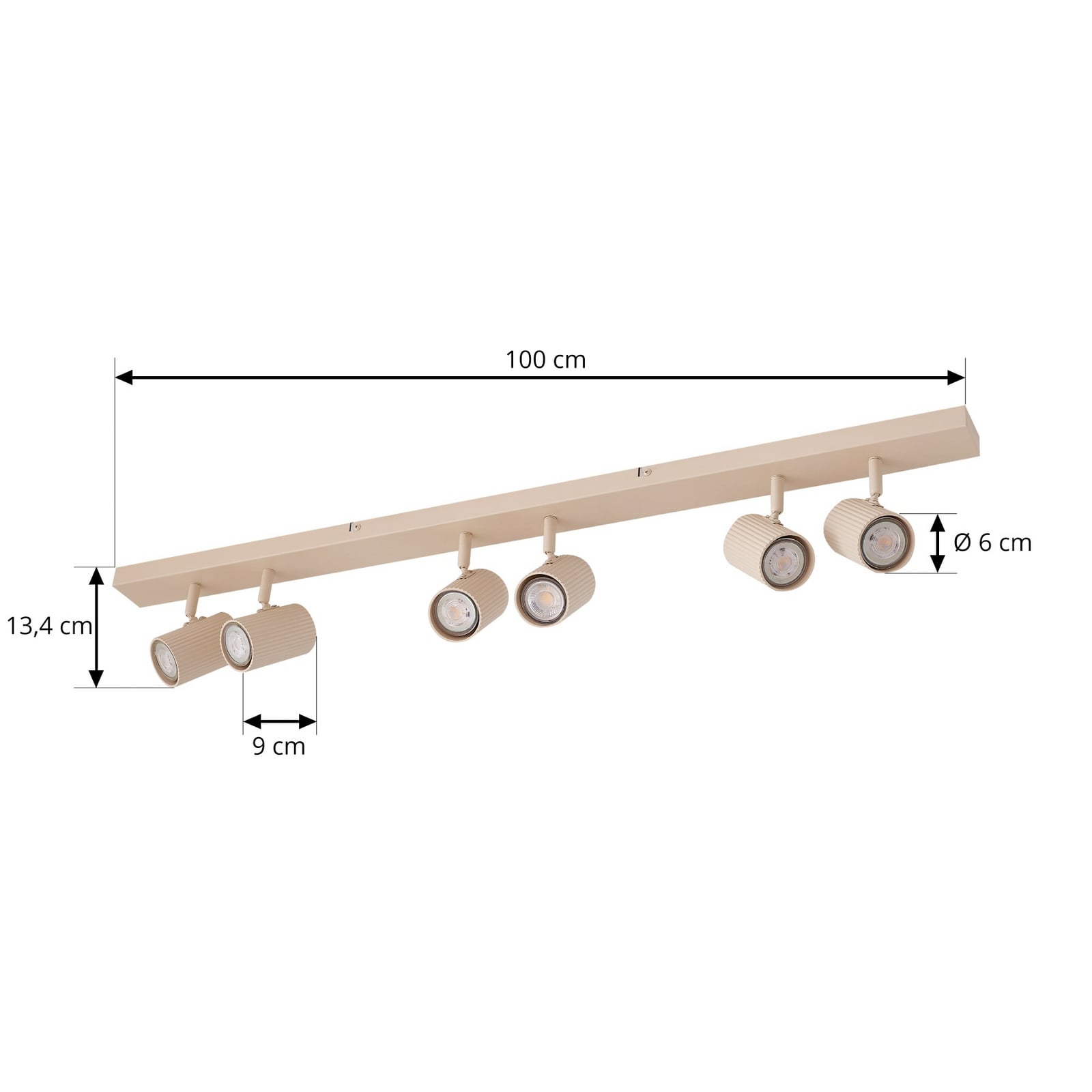 Lindby Deckenspots Spotleuchte Kardis beige 6-flammig Metall LED GU10 100 cm - 4255830904004