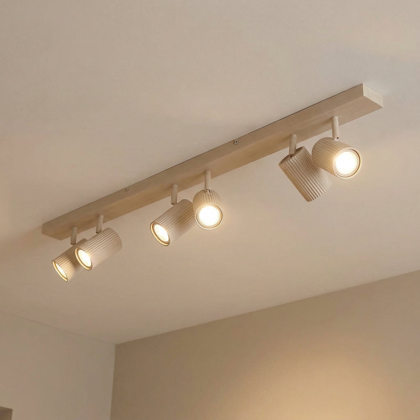 Lindby Deckenspots Spotleuchte Kardis beige 6-flammig Metall LED GU10 100 cm - 4255830904004