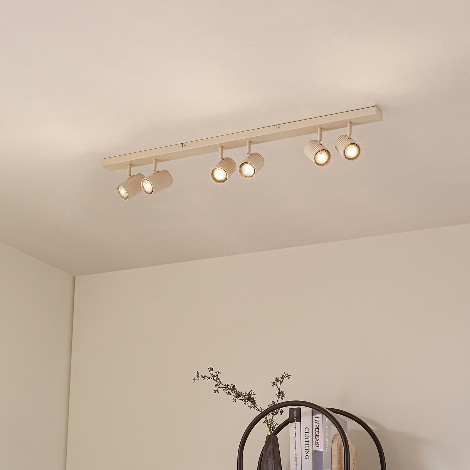 Lindby Deckenspots Spotleuchte Kardis beige 6-flammig Metall LED GU10 100 cm - 4255830904004