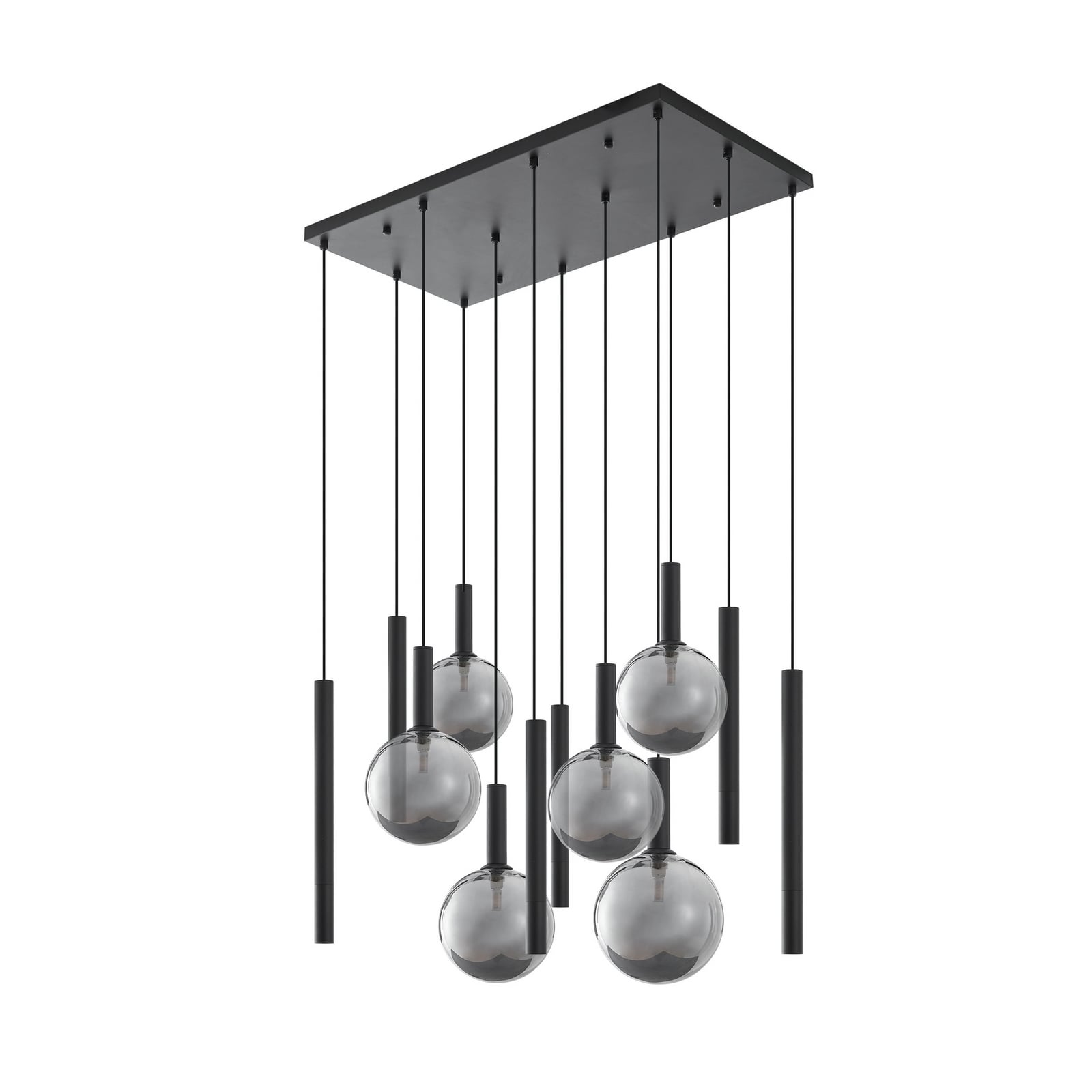 Lucande Hängeleuchte Pendelleuchte Lumavia Glas schwarz klar 12-flg G9 - 4255830904134