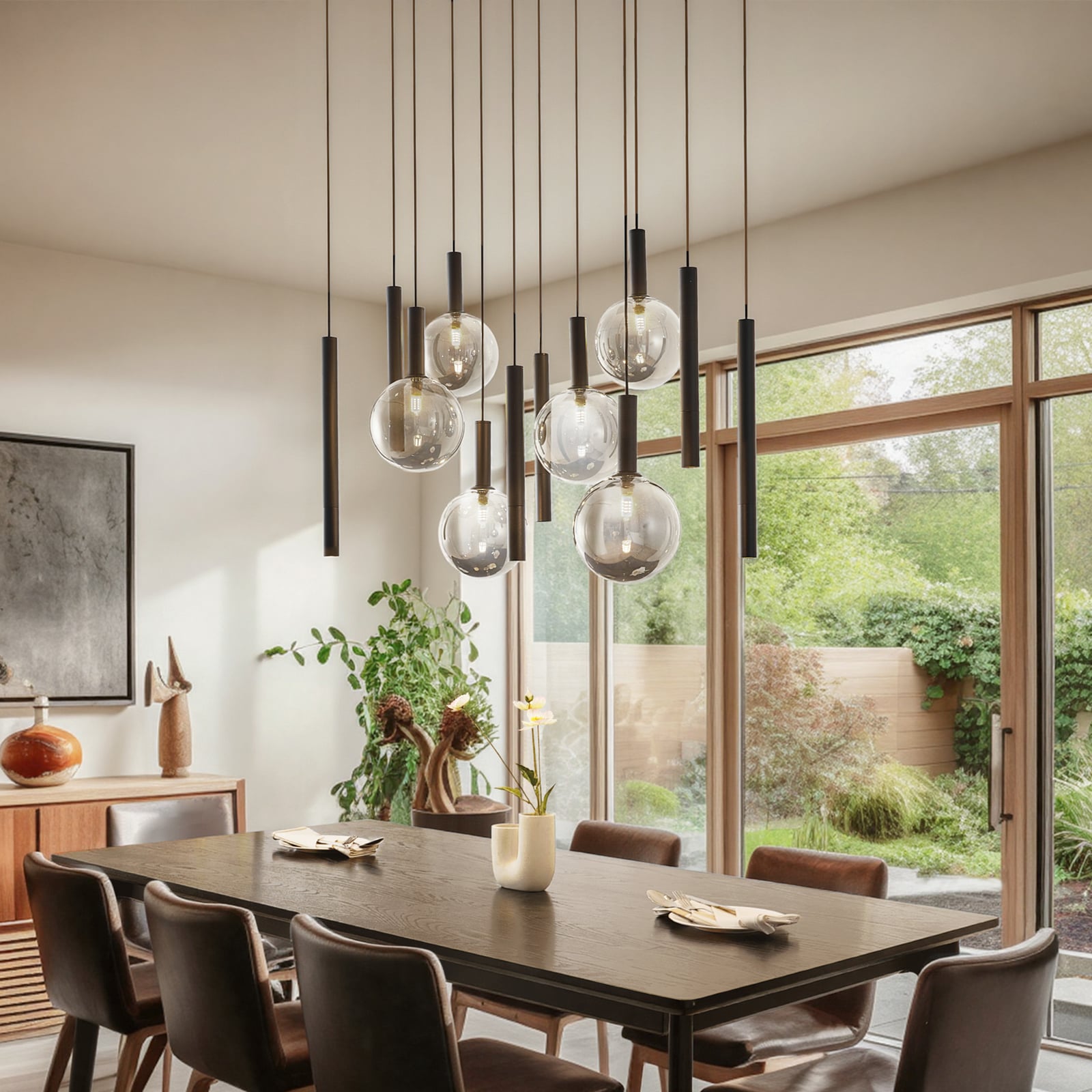 Lucande Hängeleuchte Pendelleuchte Lumavia Glas schwarz klar 12-flg G9 - 4255830904134