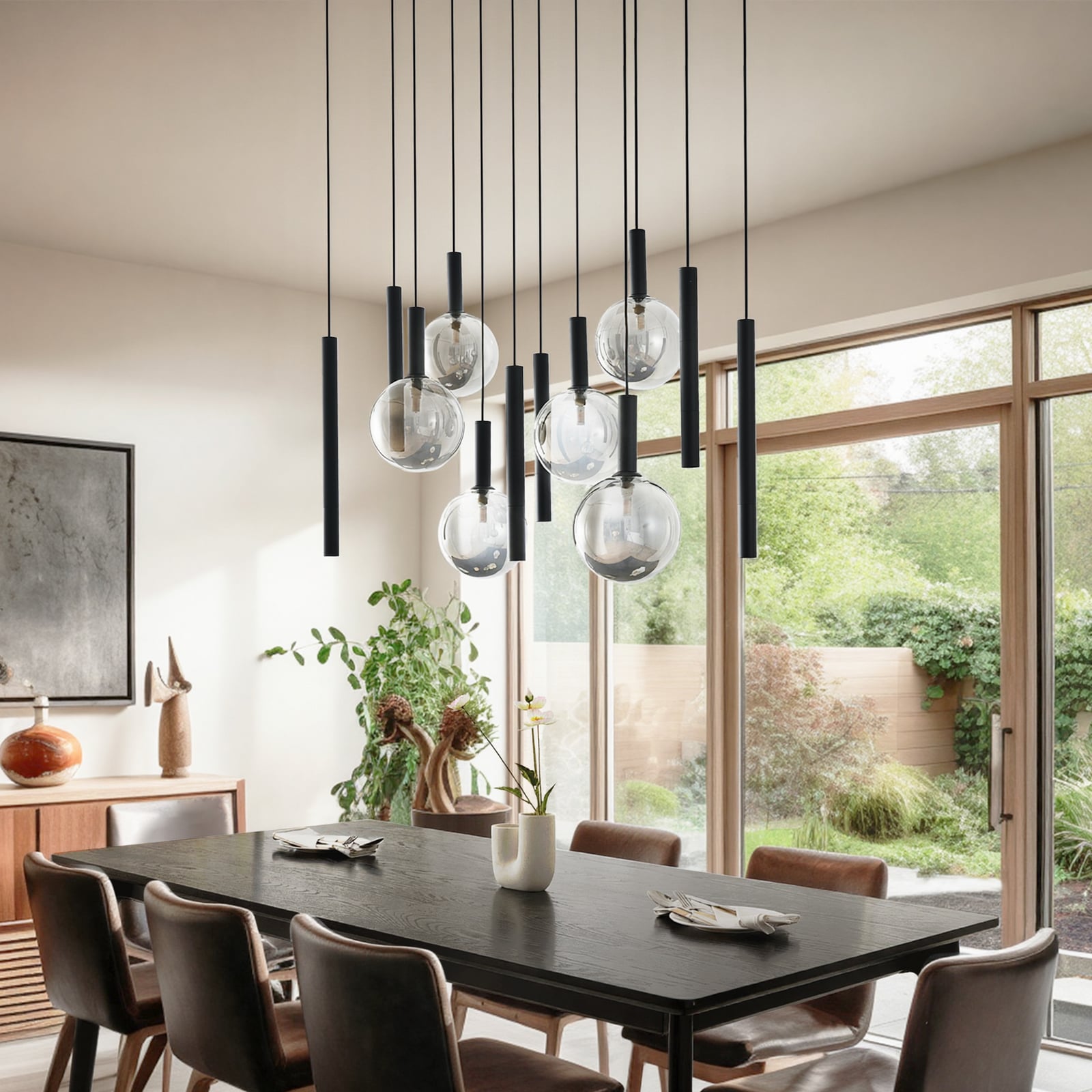 Lucande Hängeleuchte Pendelleuchte Lumavia Glas schwarz klar 12-flg G9 - 4255830904134