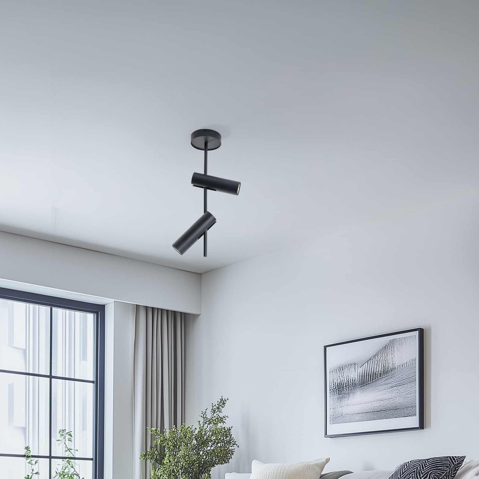 Deckenspot Leda 2 anthrazit LED Deckenlampe dimmbar Stahl Höhe 55cm 2-flammig - 5902846810582