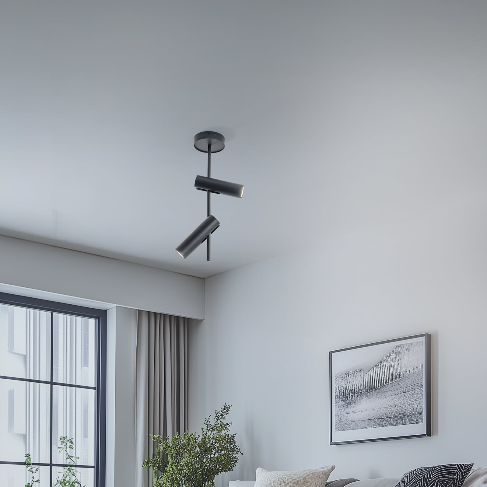 Deckenspot Leda 2 anthrazit LED Deckenlampe dimmbar Stahl Höhe 55cm 2-flammig - 5902846810582