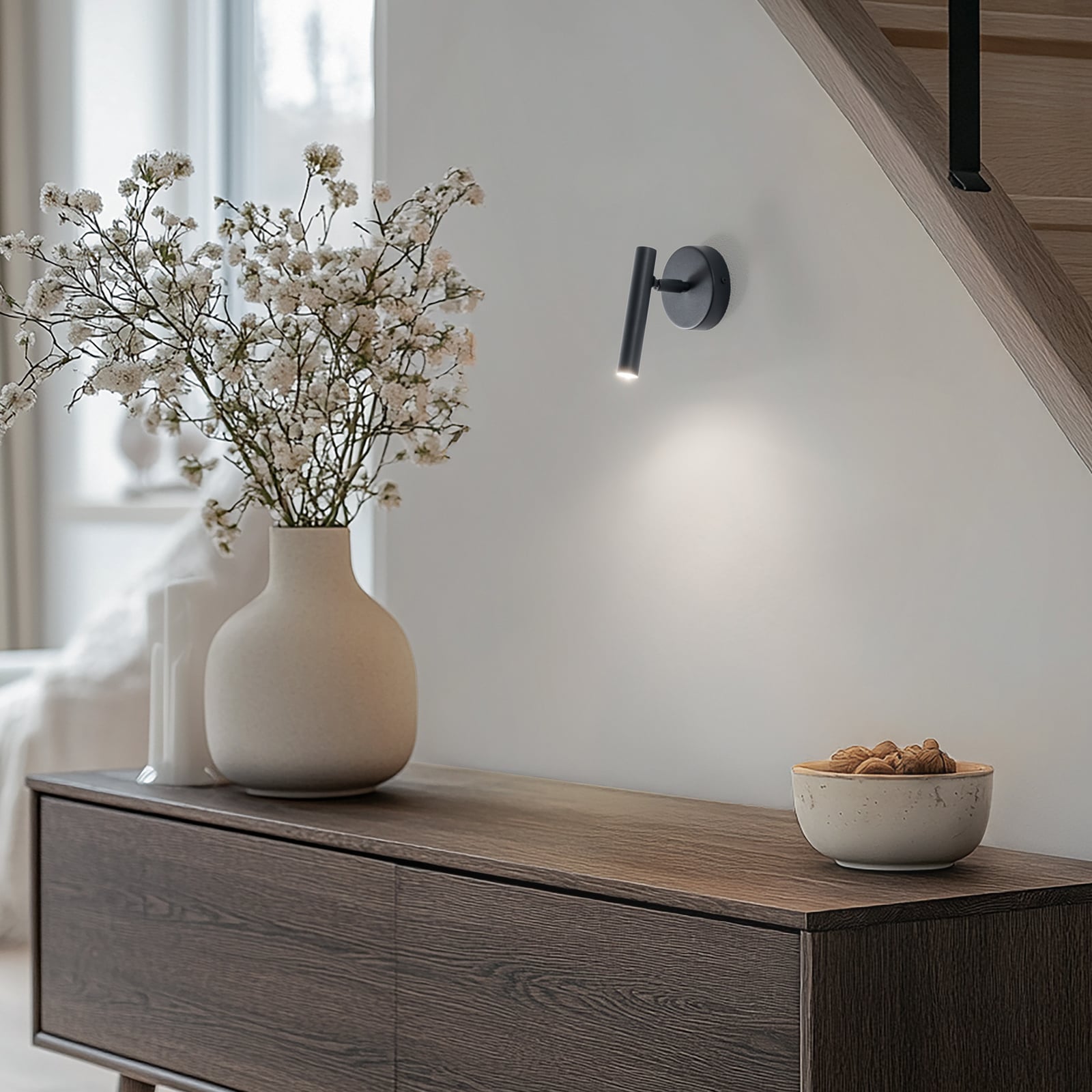 Wandleuchte Sopel anthrazit 1-flammig Stahl 15 cm dimmbar IP20 Made in Europe - 5902846811589