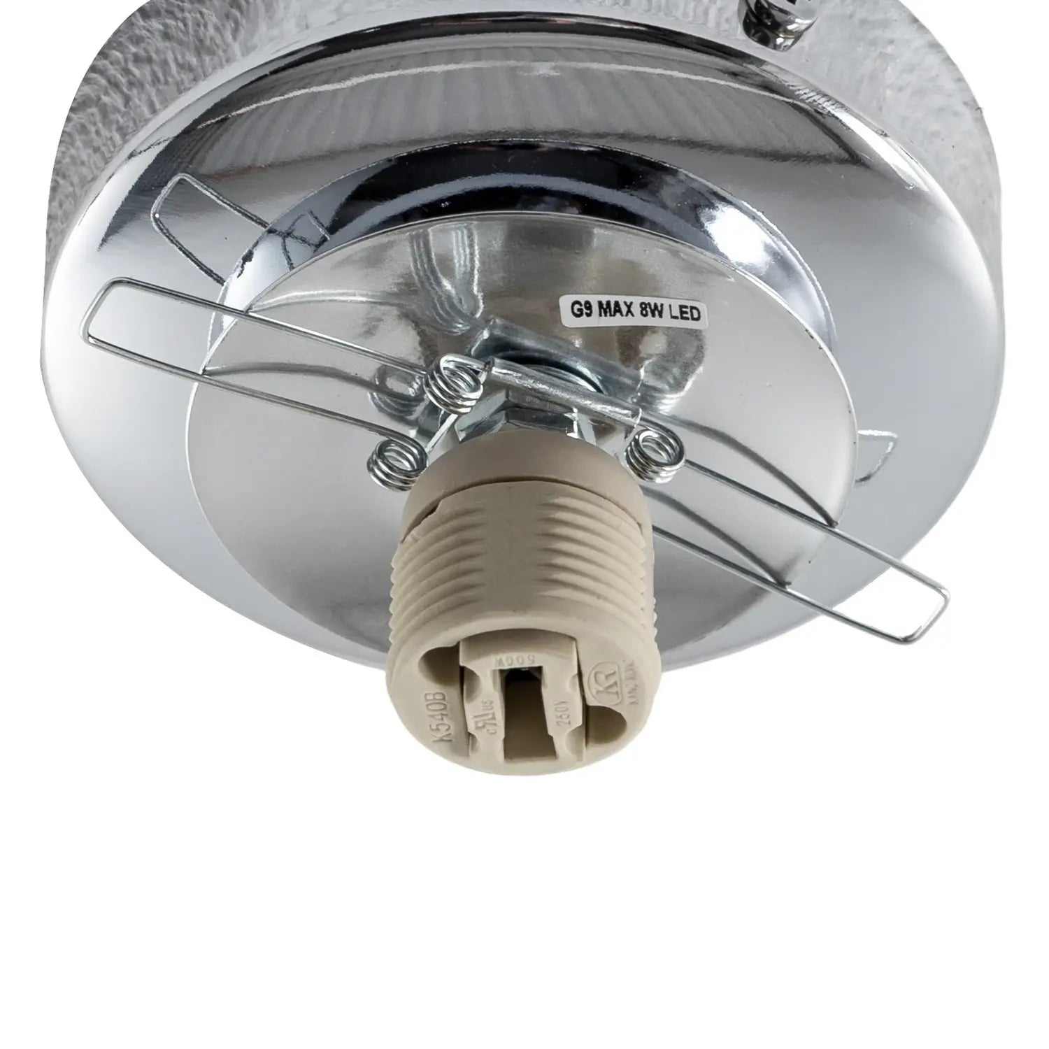 B-Ware Deckenlampe Pendelleuchte Ufo Glas Metall ø18cm G9 Wohnzimmer Lampe Weiß/Chrom - 10044357