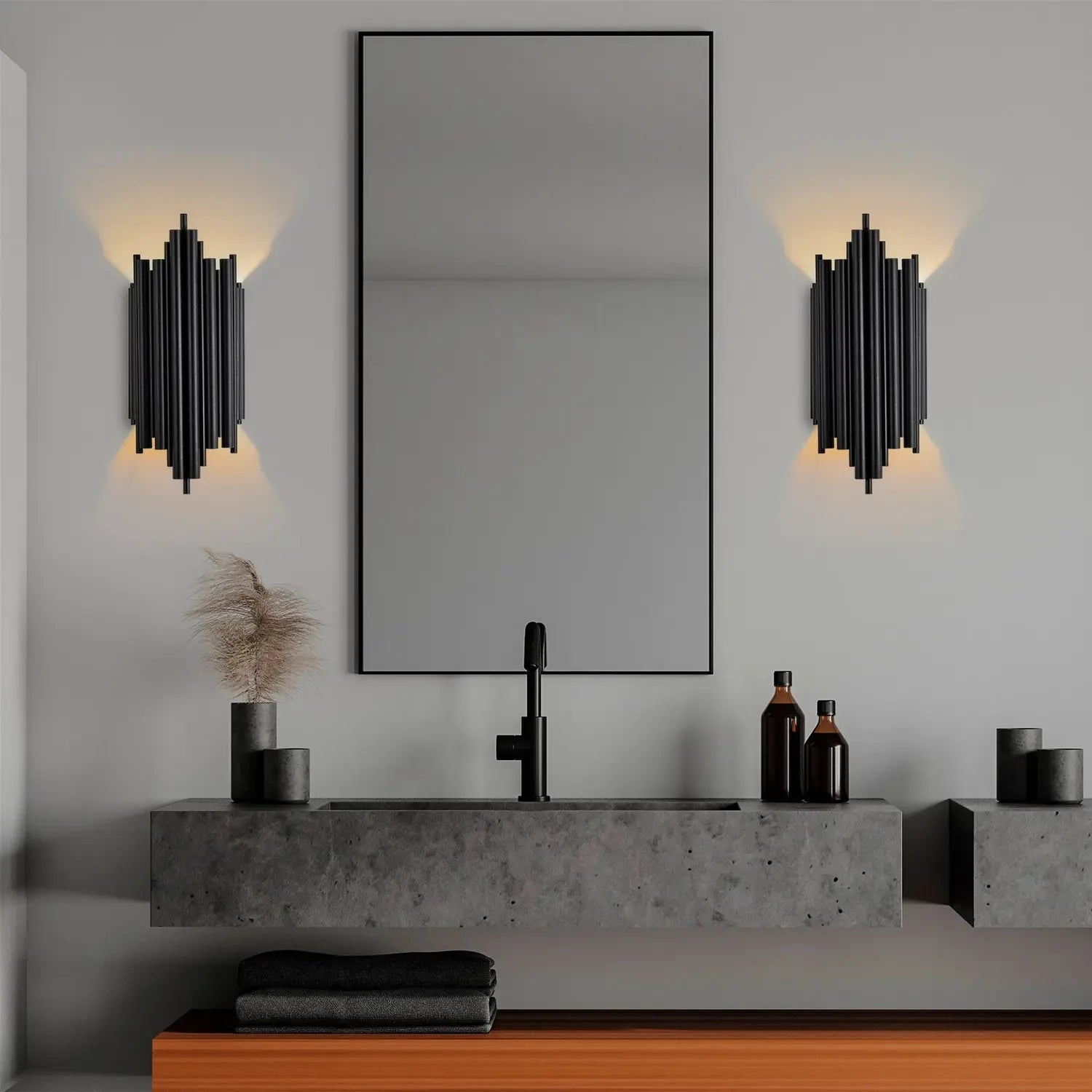 B-Ware Opviq Wandleuchte Wandlampe Reis Schwarz Metall Beleuchtung 50 Cm Siehe Text - 8683743823949