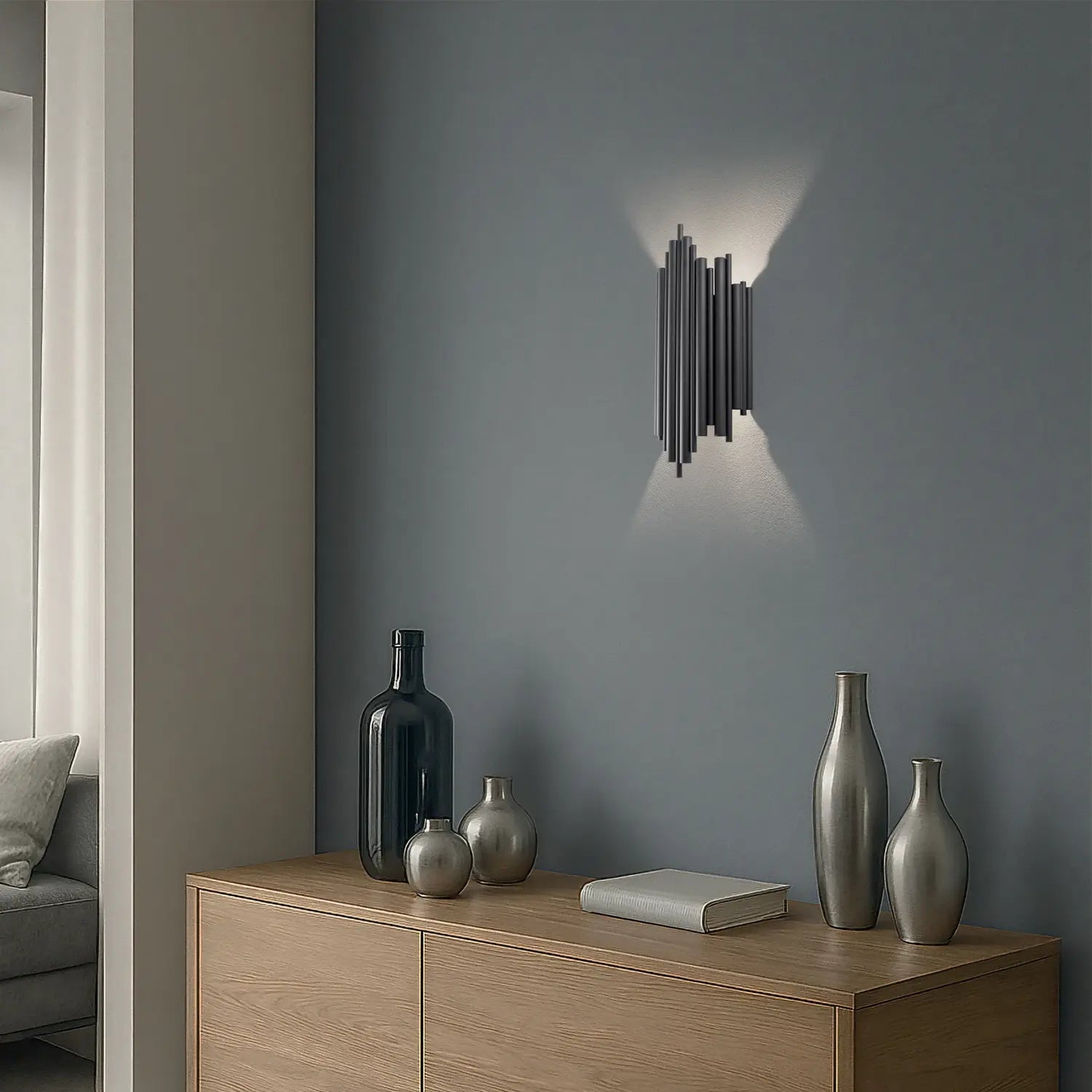 B-Ware Opviq Wandleuchte Wandlampe Reis Schwarz Metall Beleuchtung 50 Cm Siehe Text - 8683743823949